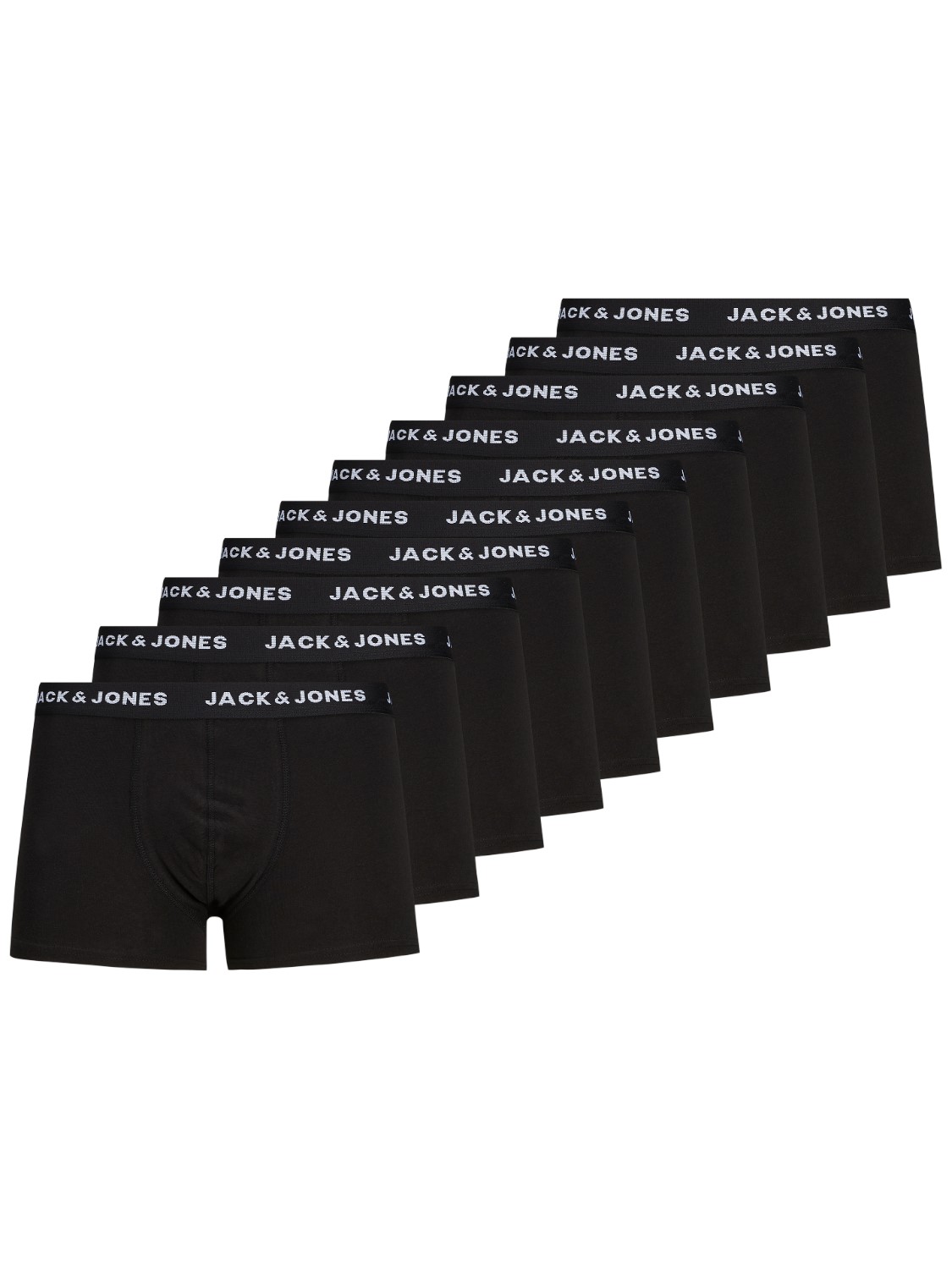 JACK & JONES Jacsolid trunks (10-pack), heren boxers normale lengte, zwart