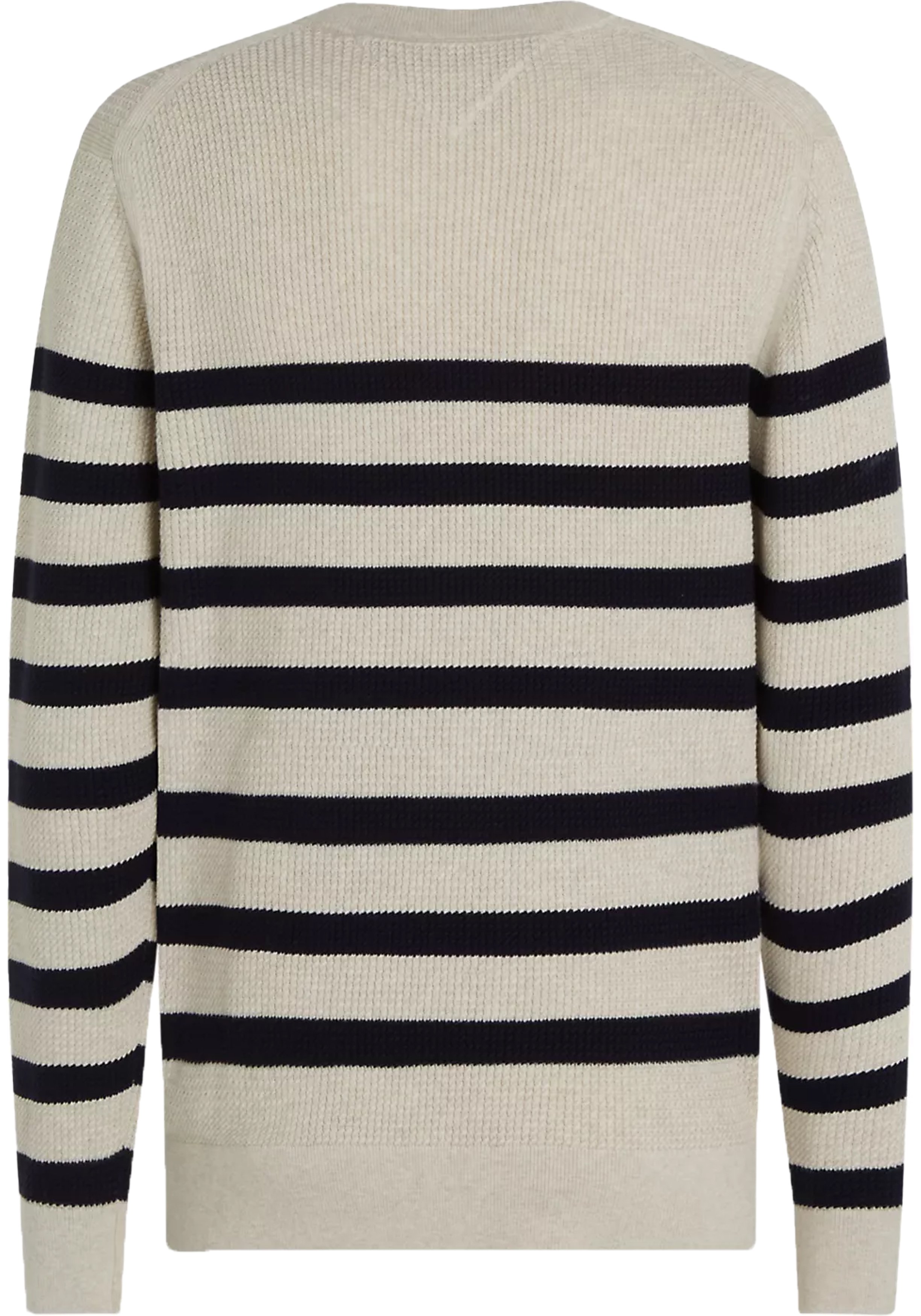 Tommy Hilfiger heren pullover katoen, grijsbeige met blauw gestreept