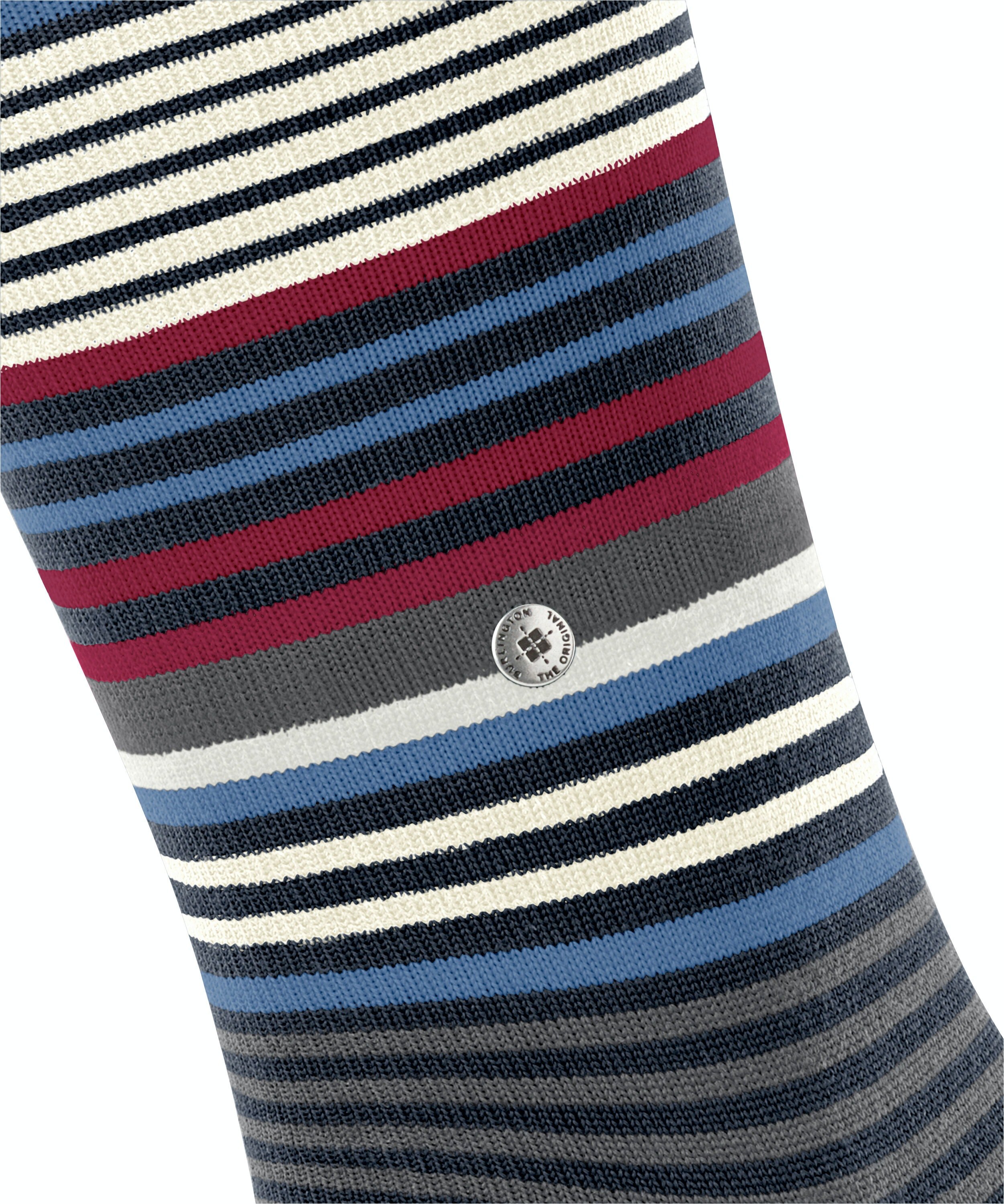 Burlington Stripe heren kniekousen, blauw (marine)