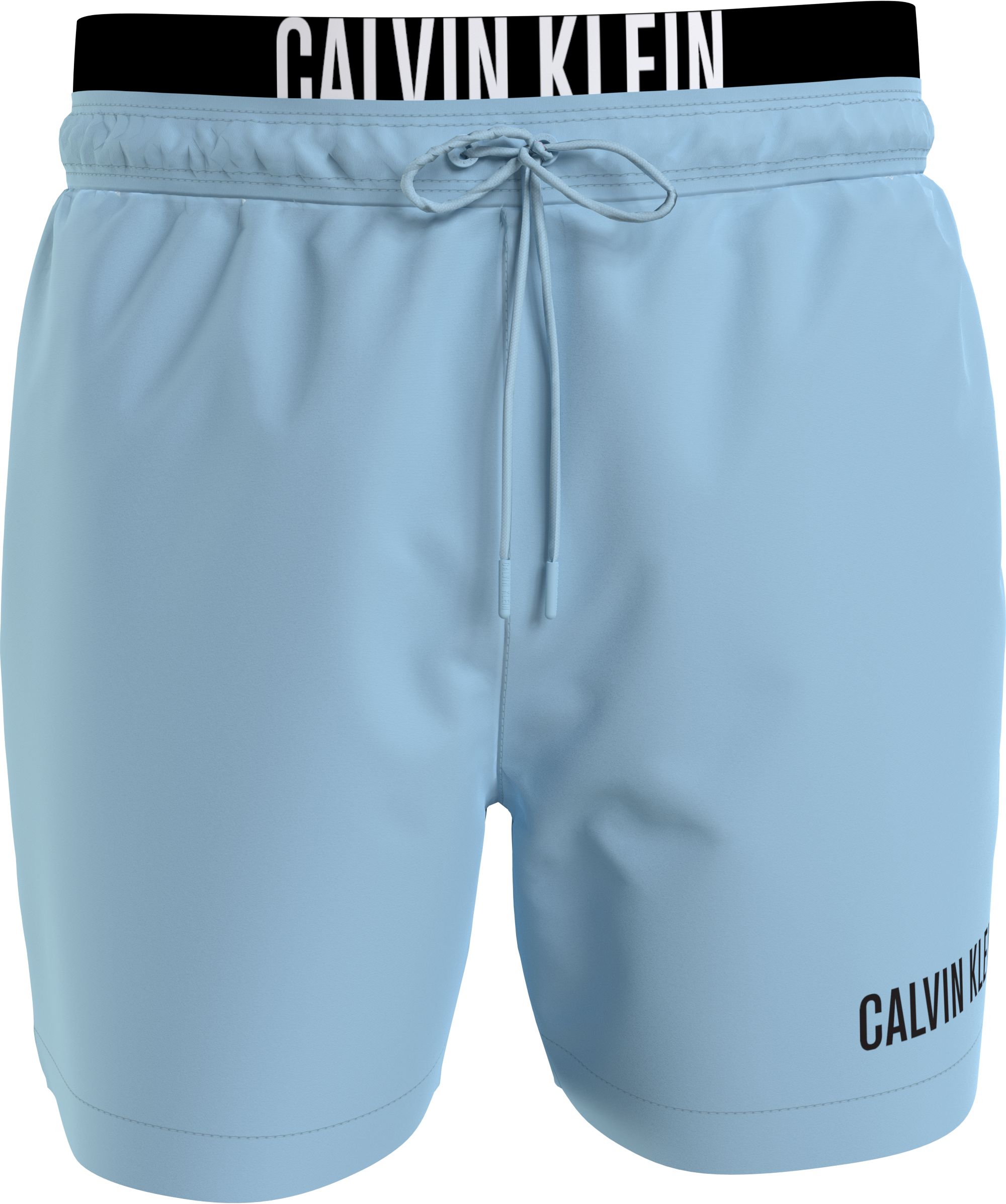 Calvin Klein Medium Drawstring double waistband swimshort, heren zwembroek, lichtblauw