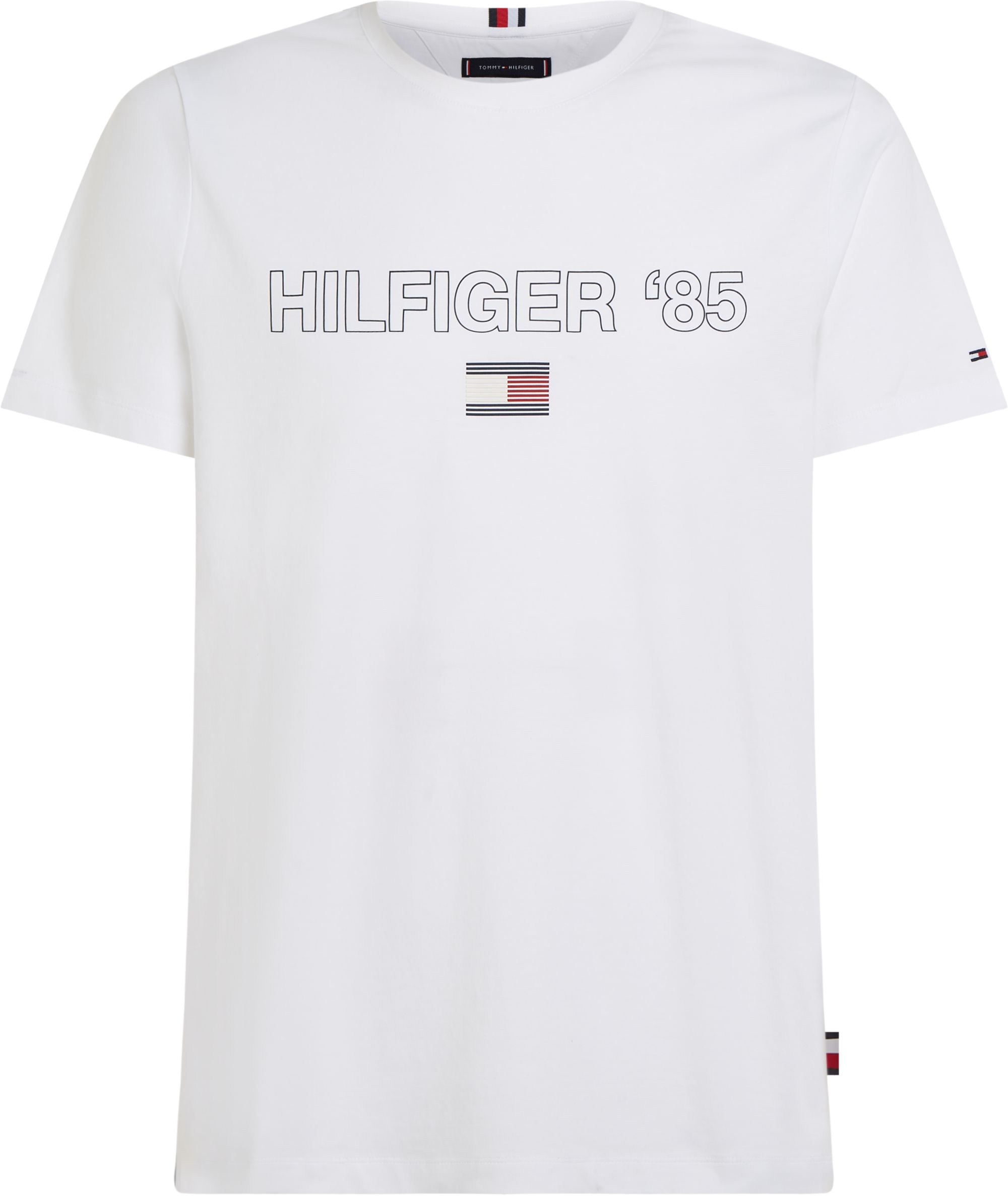 Tommy Hilfiger Hilfiger 85 Tee, heren T-shirt korte mouw O-hals, wit