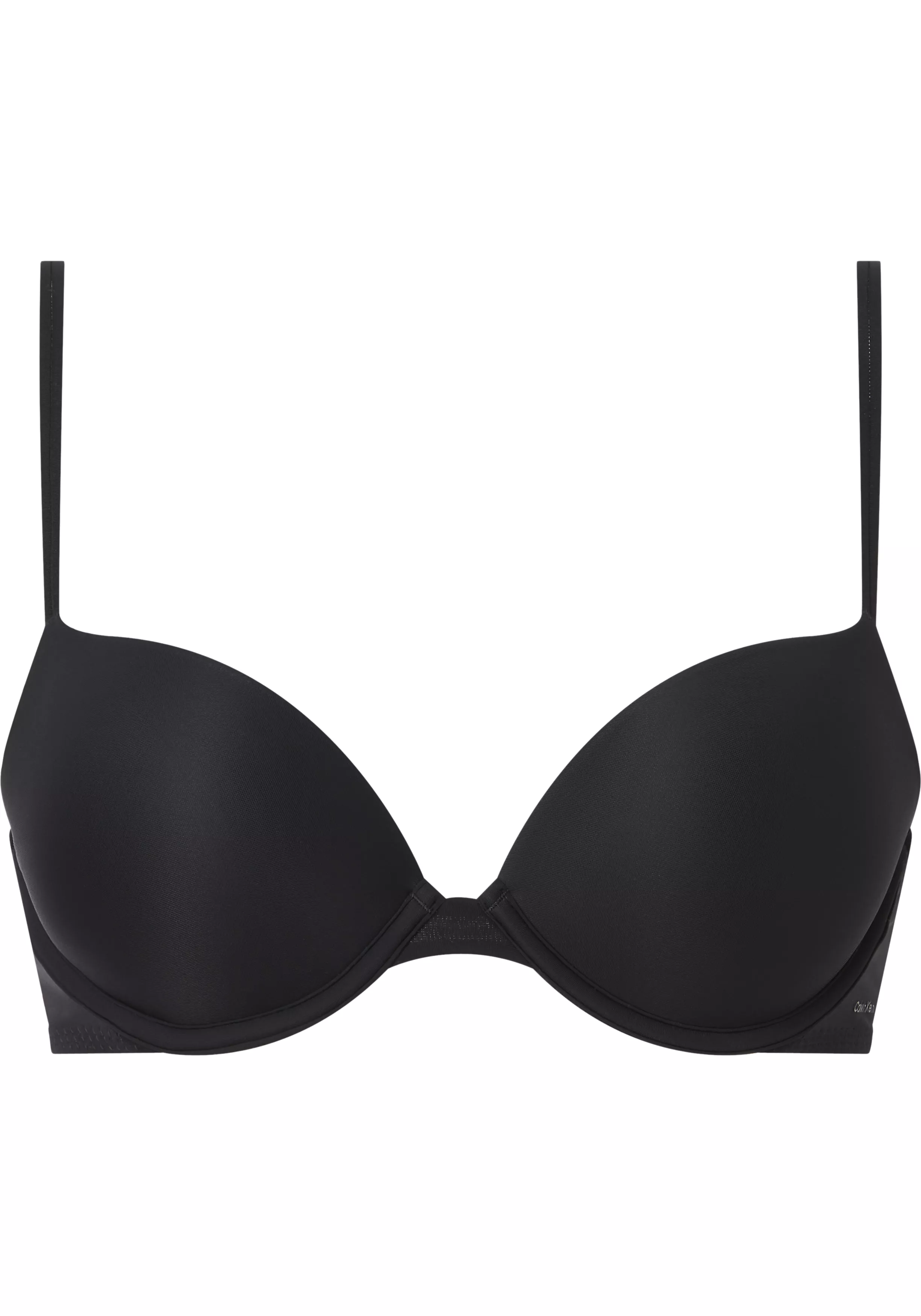 Calvin Klein dames Sheer Marquisette push up plunge bra, beugel BH, zwart