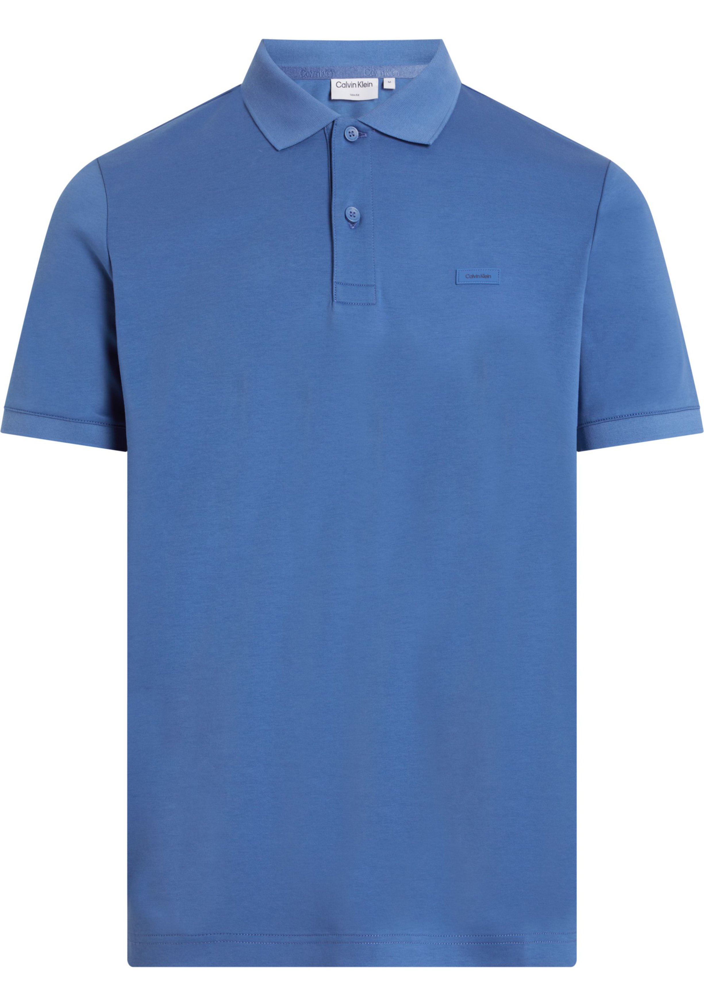 Calvin Klein Smooth Cotton Slim Polo, heren poloshirt, blauw