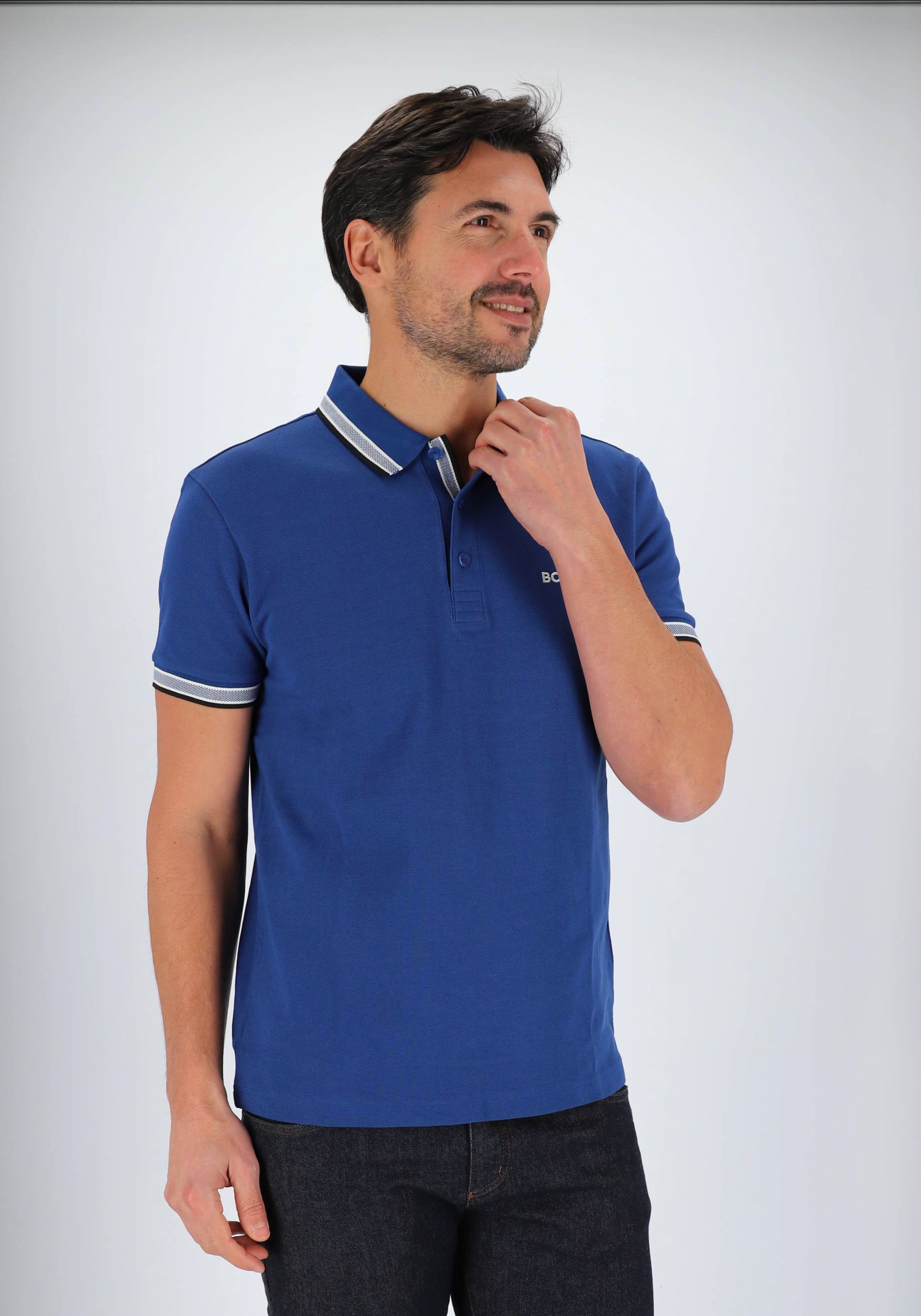 HUGO BOSS Paddy regular fit polo, heren polo korte mouw, blauw (contrast)