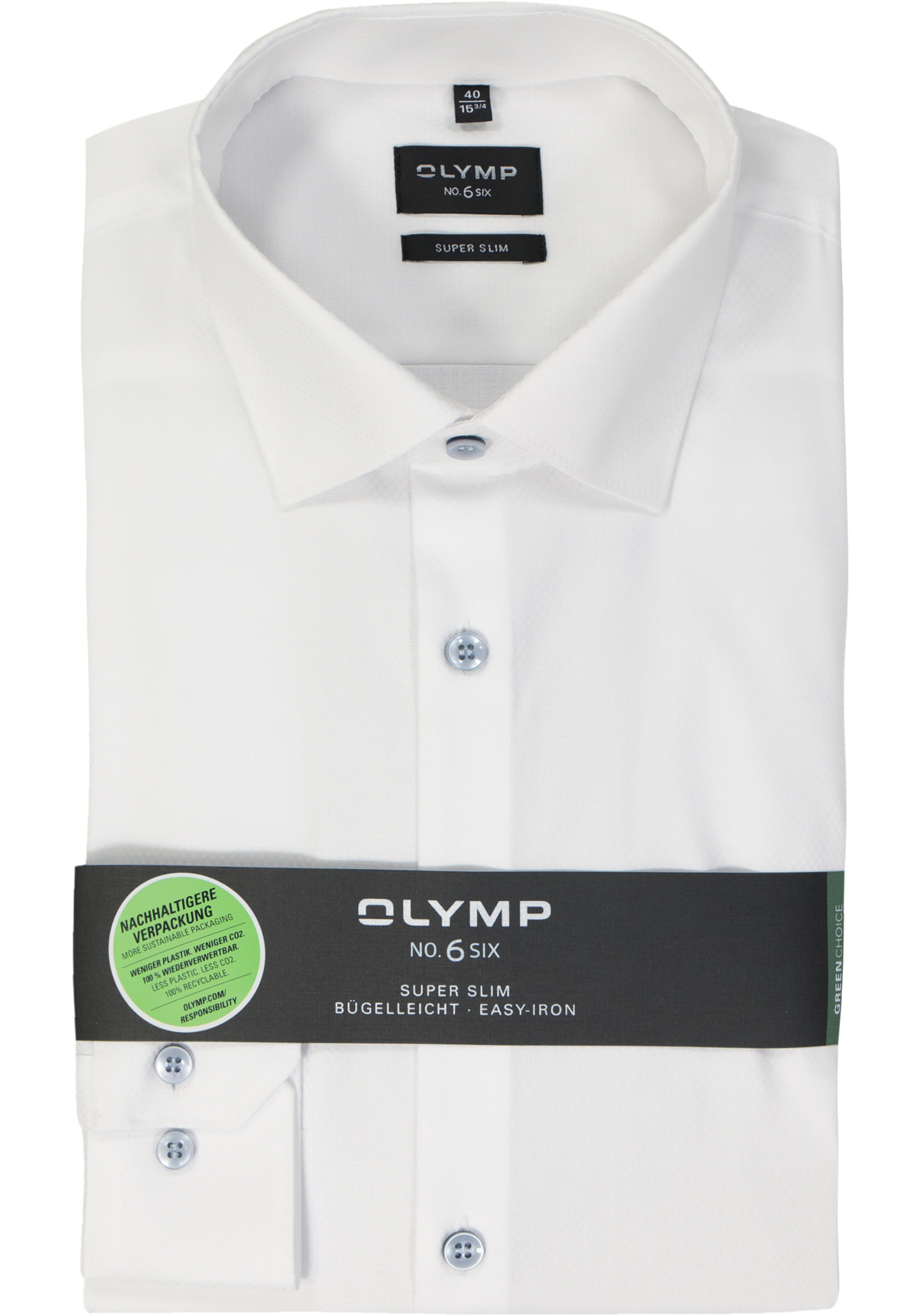 OLYMP No. 6 Six super slim fit overhemd, structuur, wit