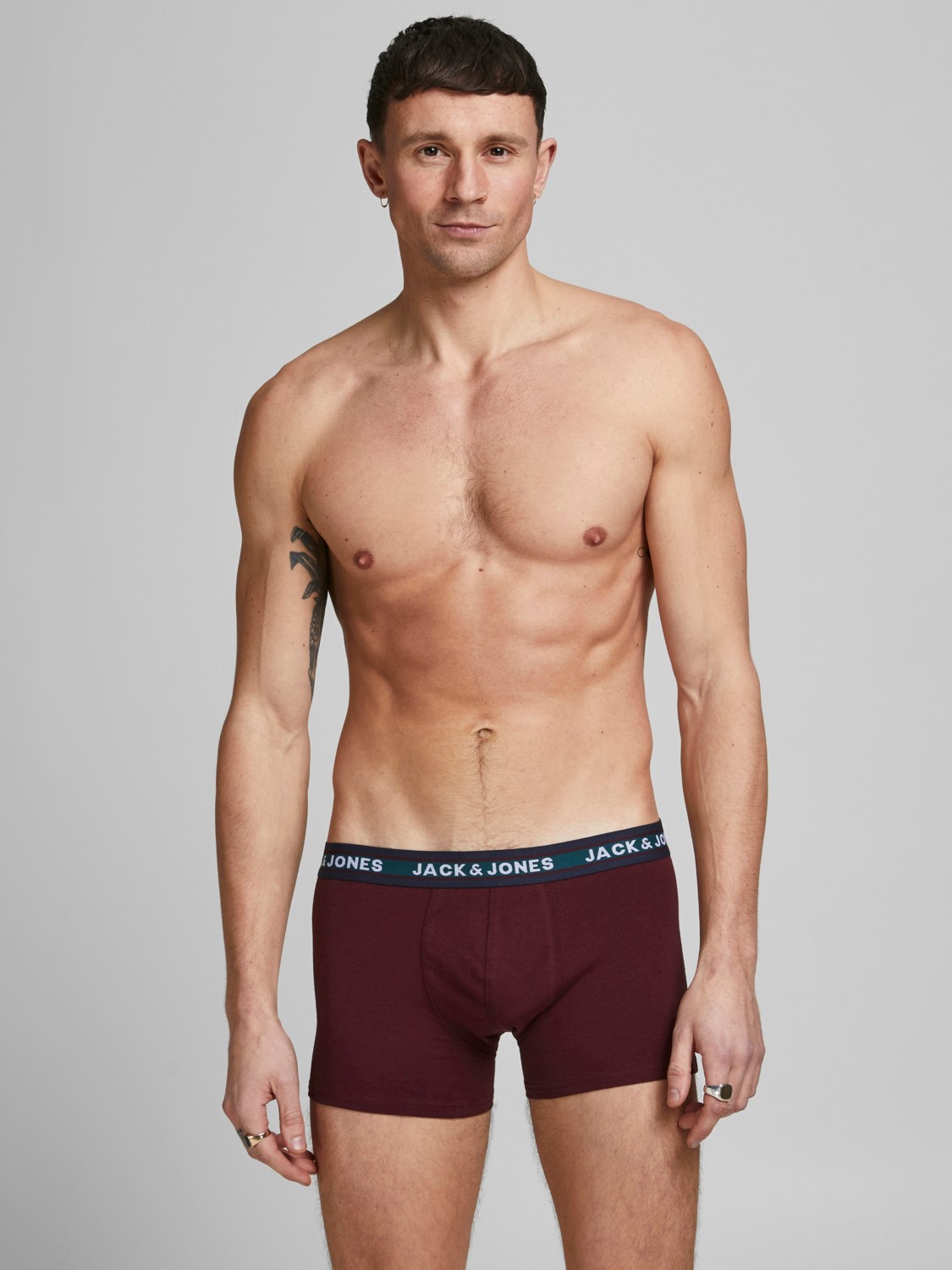 JACK & JONES Jacsolid trunks (10-pack), heren boxers normale lengte, zwart, groen, blauw, donkerrood en grijs