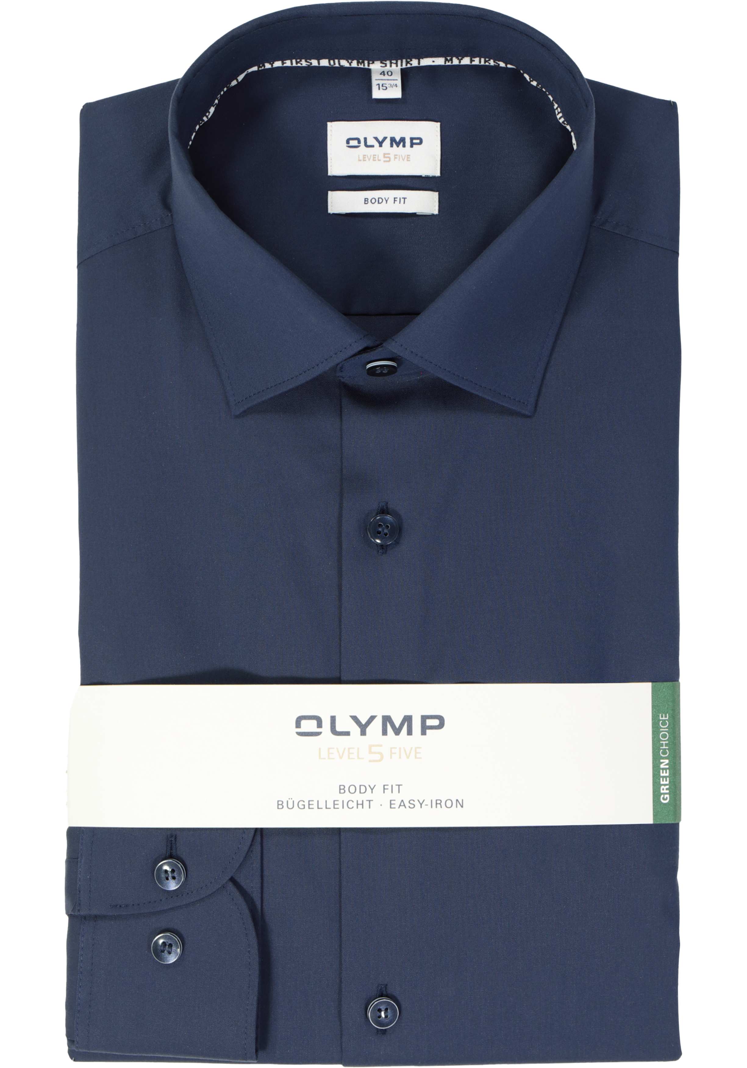 OLYMP Level 5 body fit overhemd, twill, marine blauw