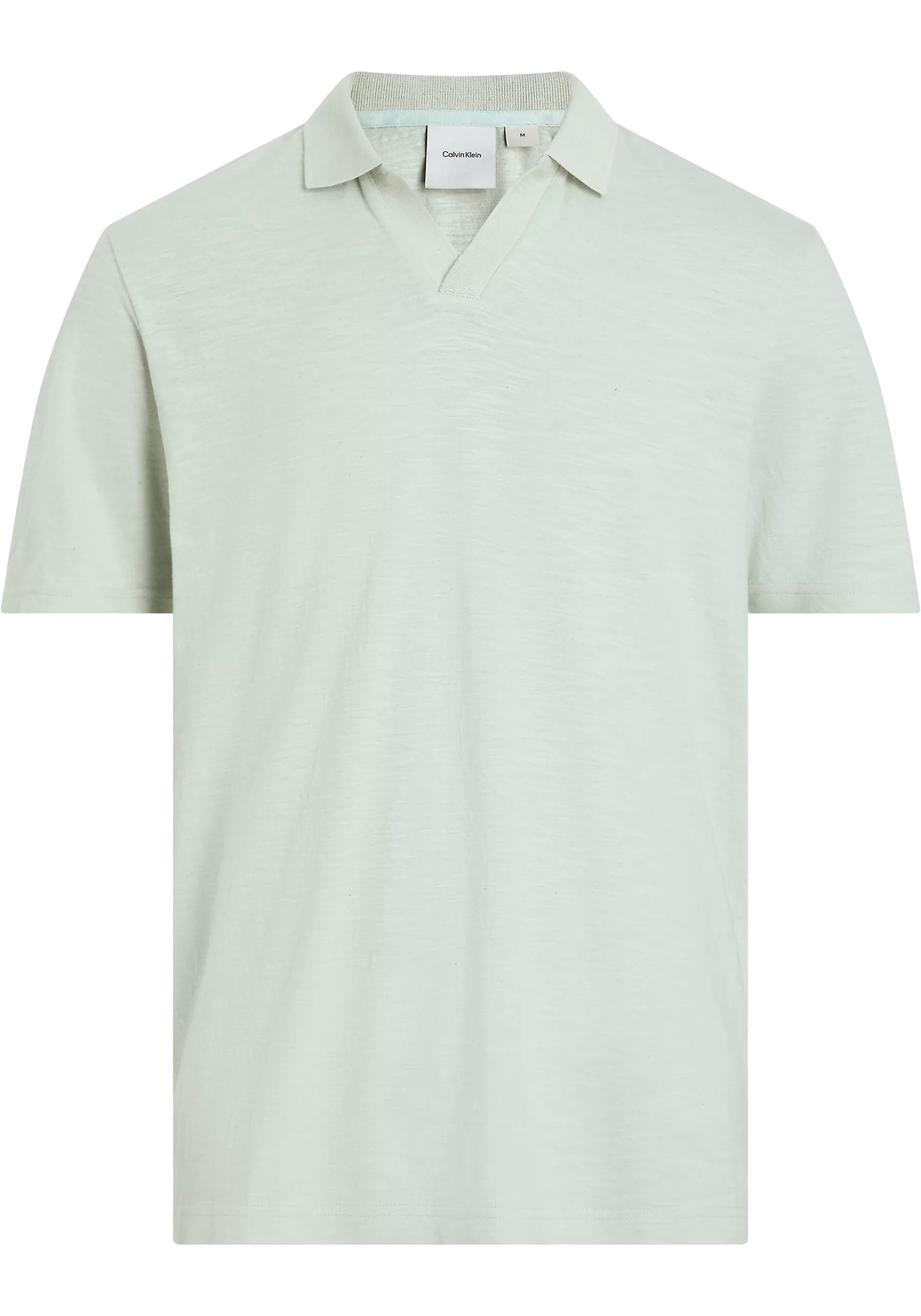 Calvin Klein Linen Cotton Cuban Regular Polo, heren poloshirt, lichtgroen