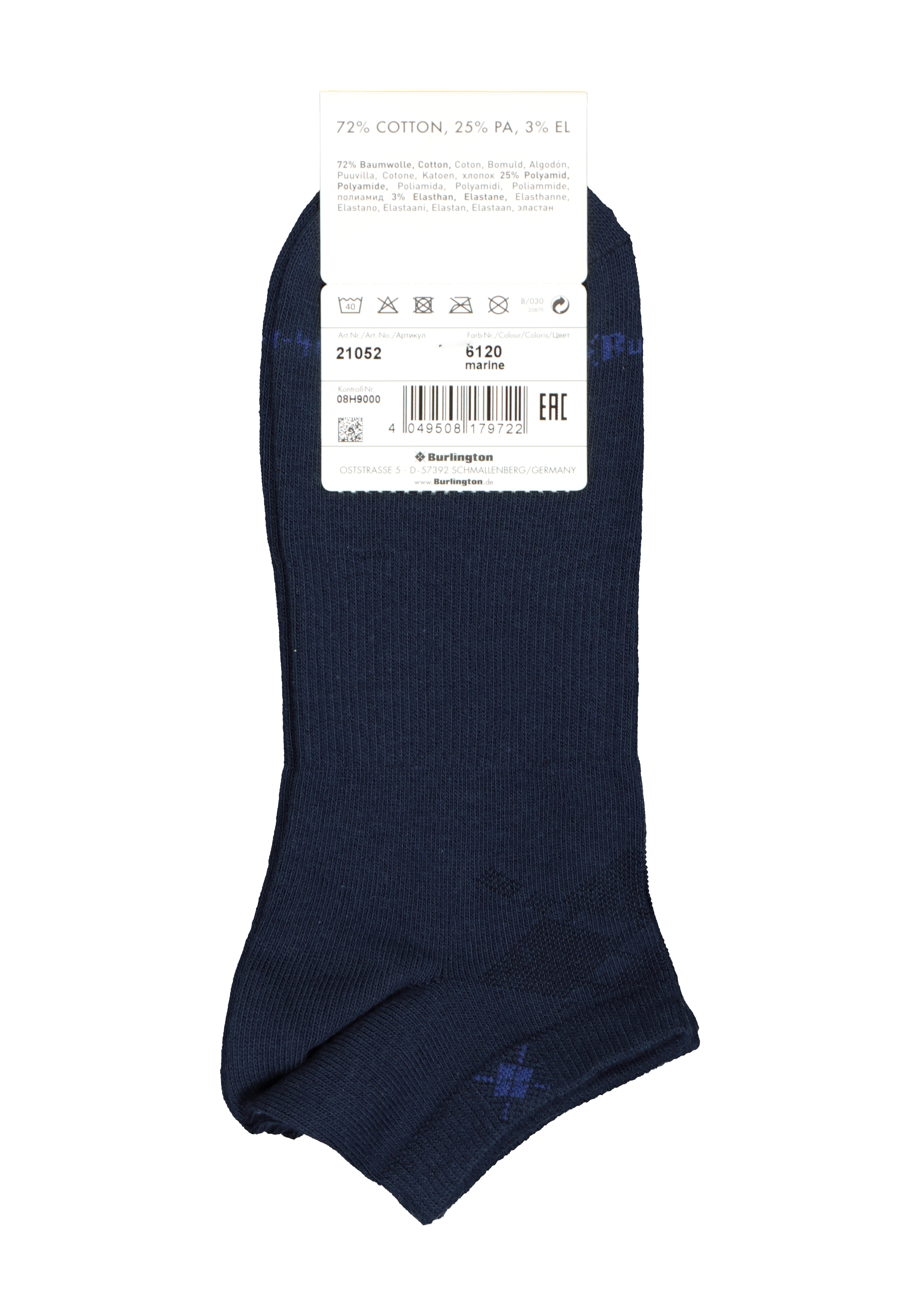 Burlington Everyday heren enkelsokken (2-pack), katoen, marine blauw