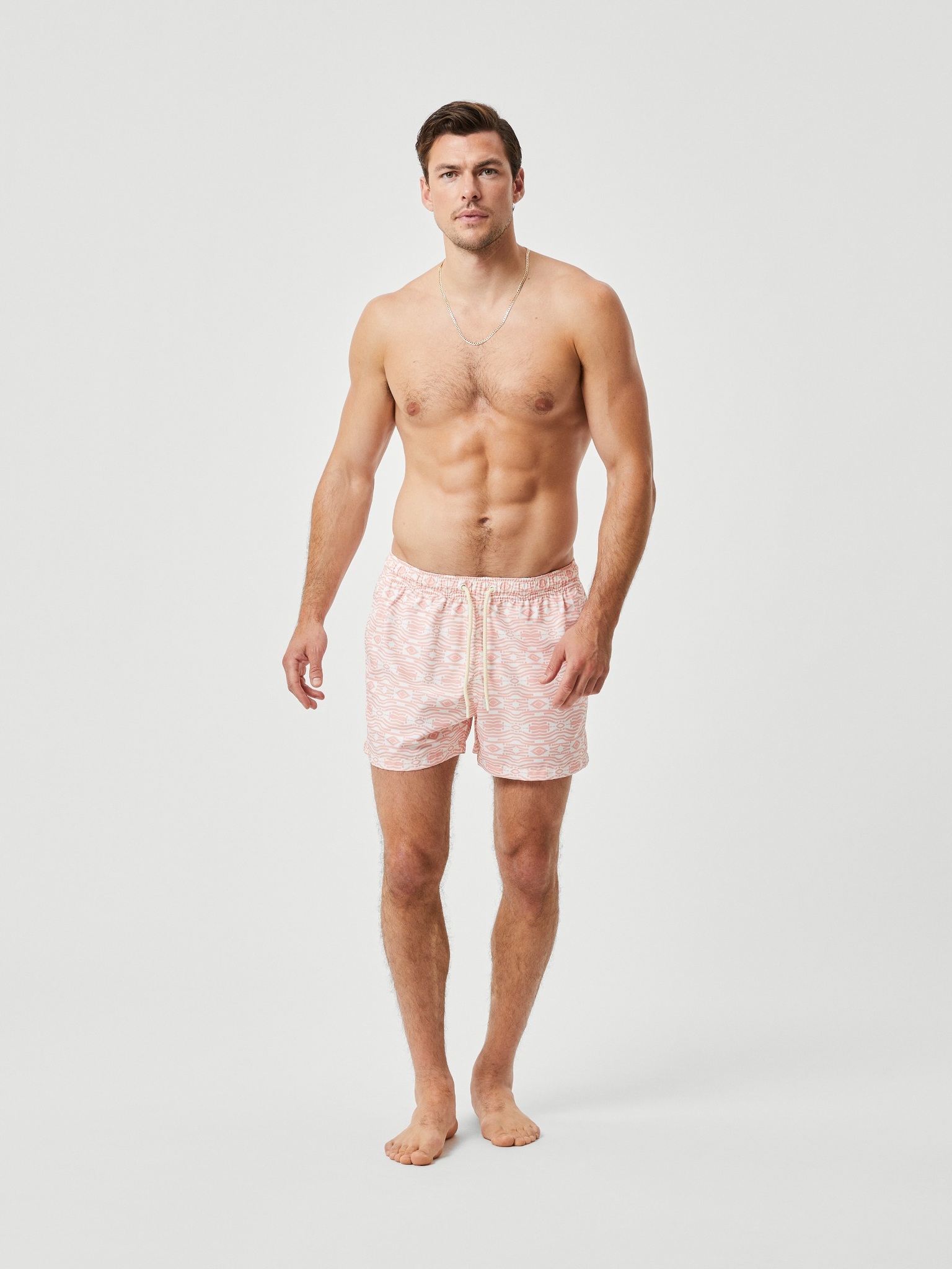 Bjorn Borg Print Swim Shorts, heren zwembroek, roze met witte print