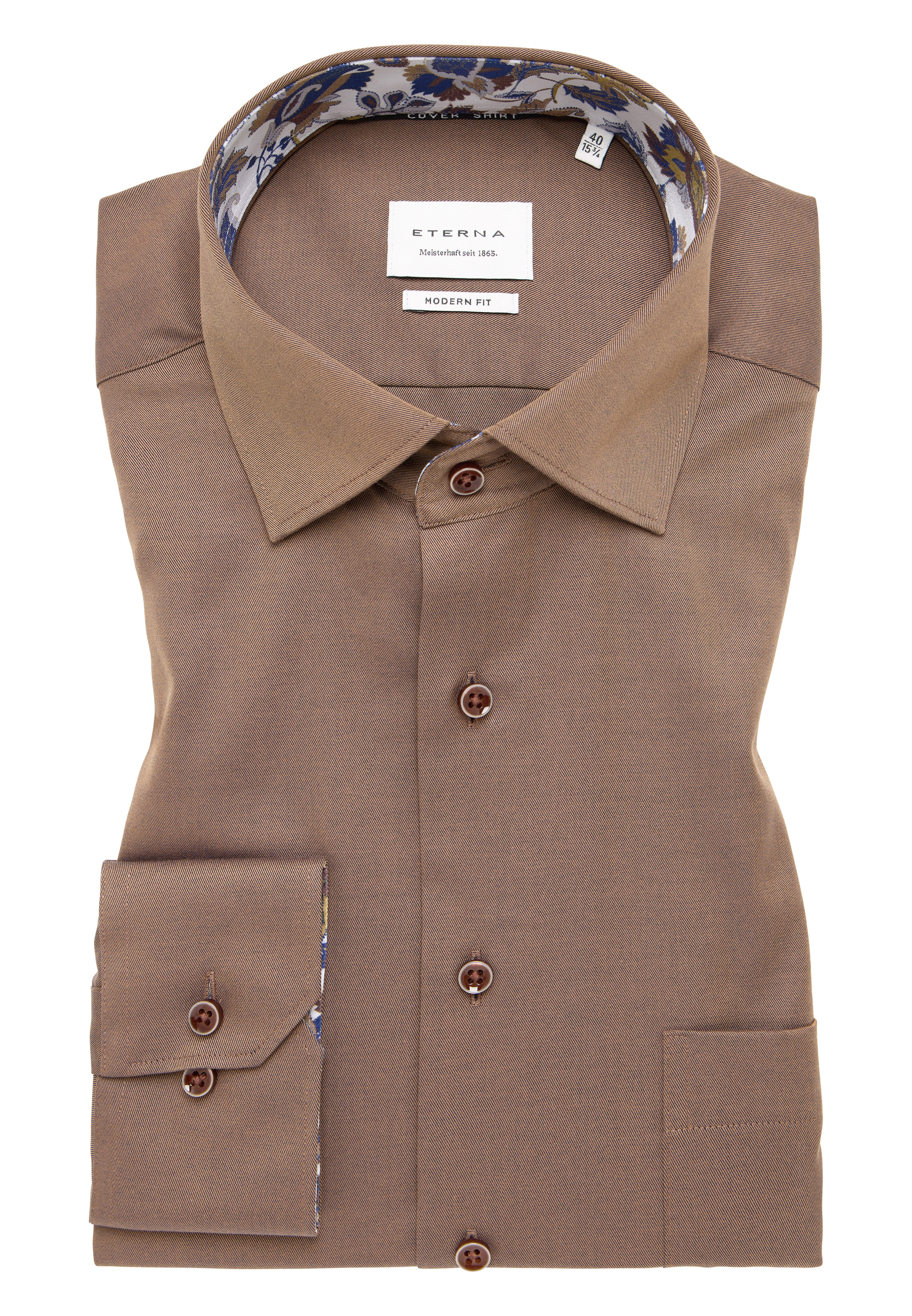 ETERNA modern fit overhemd, twill, beige (contrast)