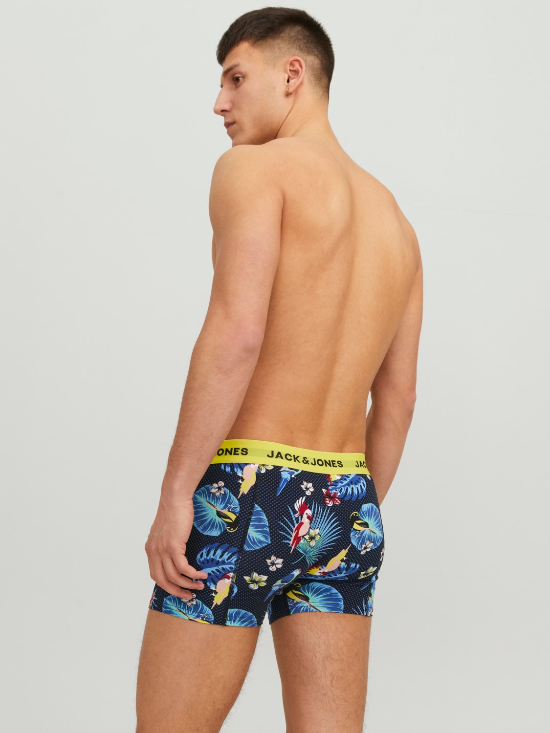 JACK & JONES Jacflower bird trunks (3-pack), heren boxers normale lengte, blauw en zwart