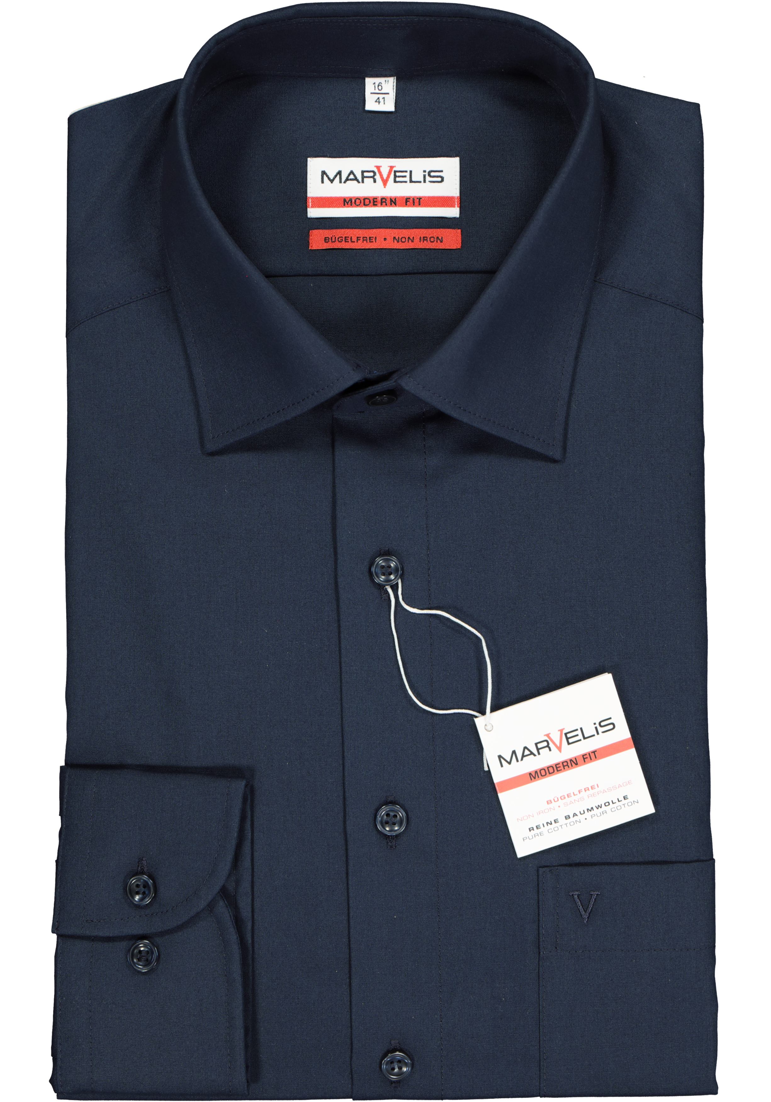 MARVELIS modern fit overhemd, donkerblauw