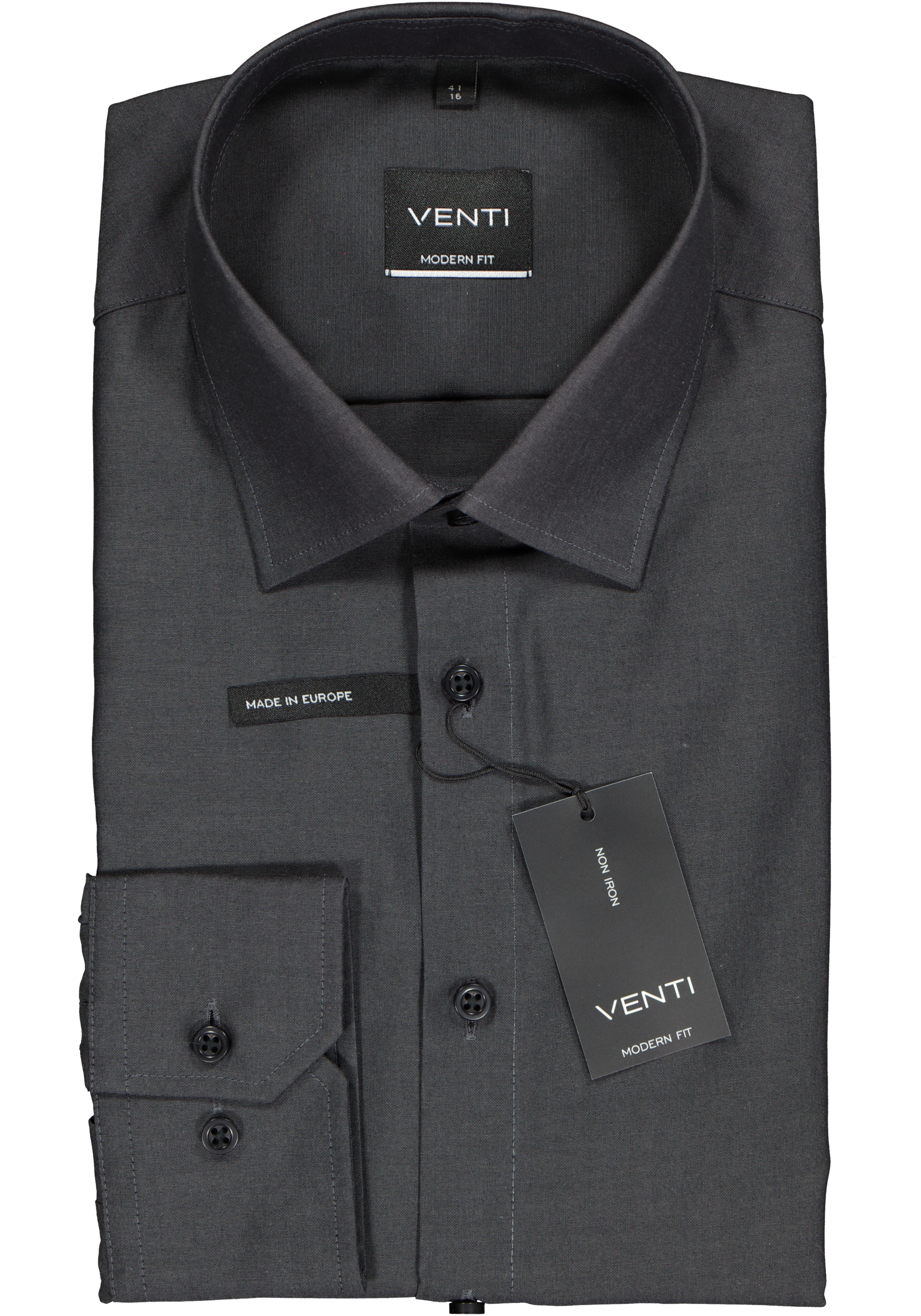 VENTI modern fit overhemd, antraciet grijs