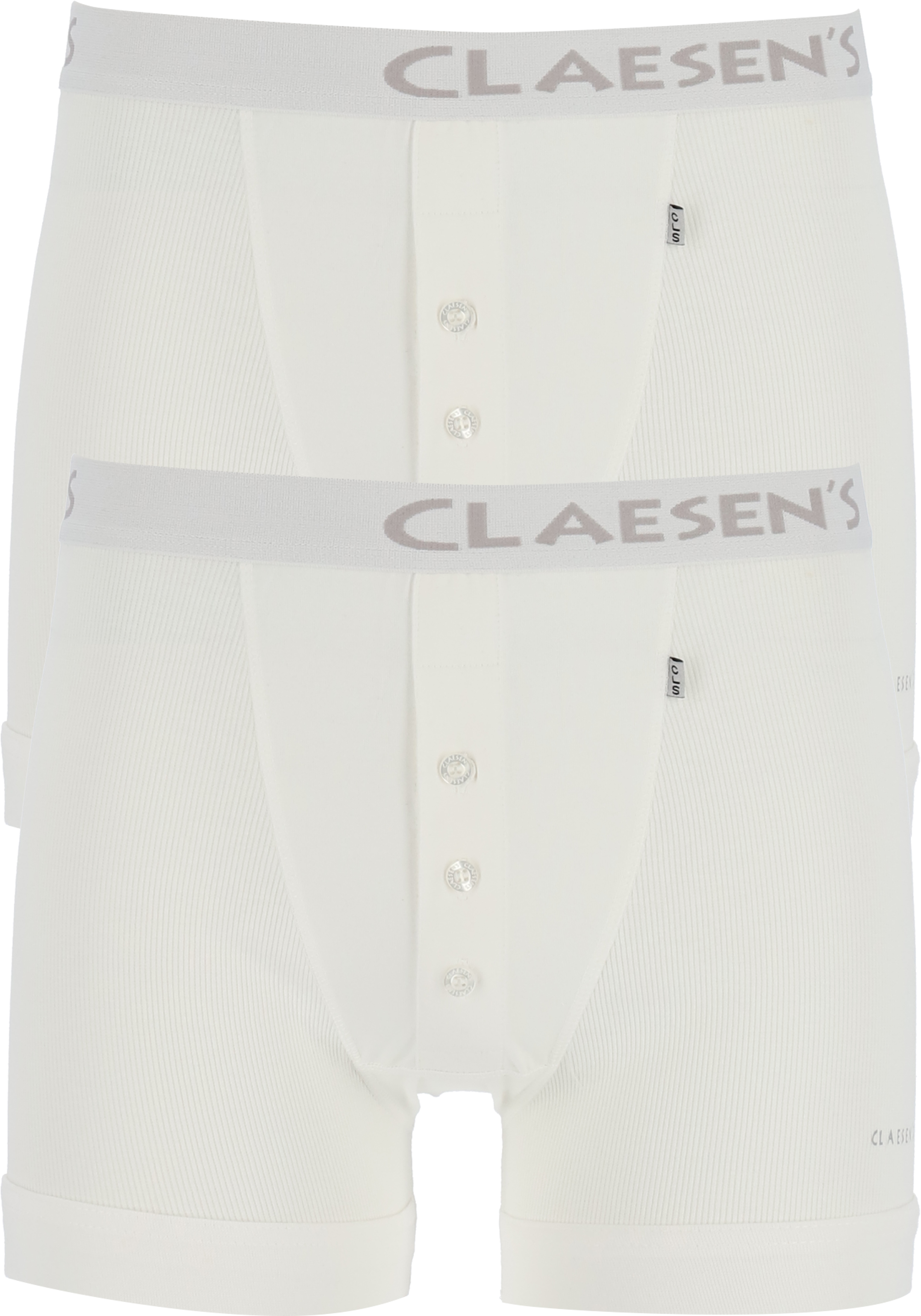 Claesen's Basics boxers (2-pack), retro rib heren boxers met gulp, wit