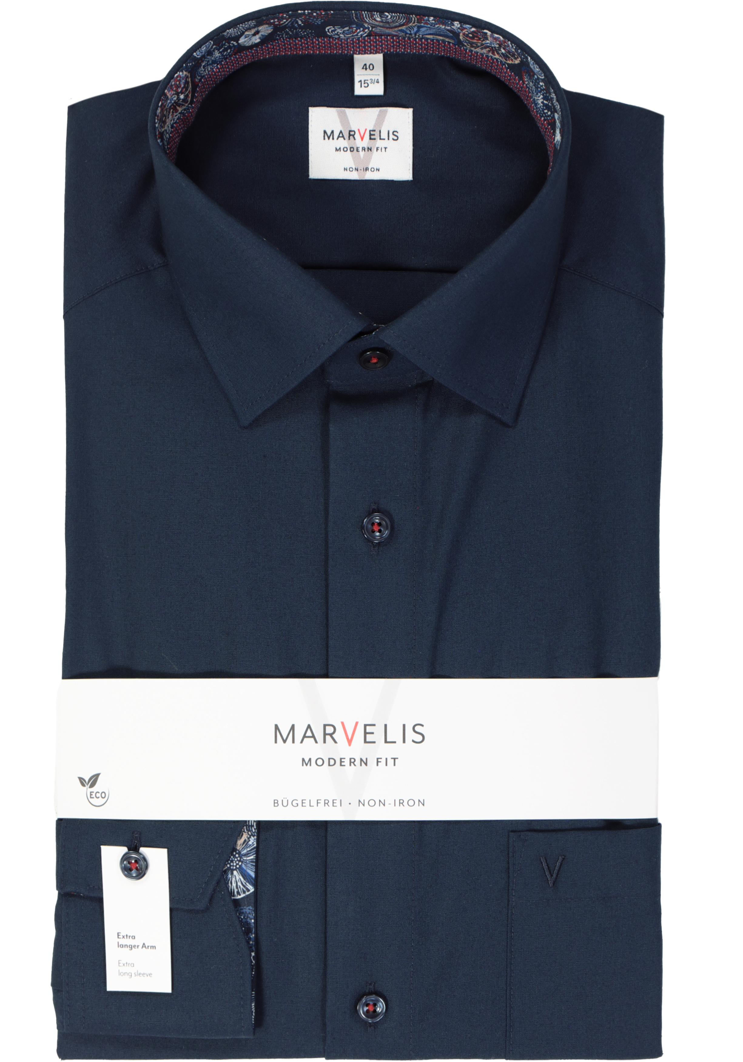 MARVELIS modern fit overhemd, mouwlengte 7, popeline, donkerblauw