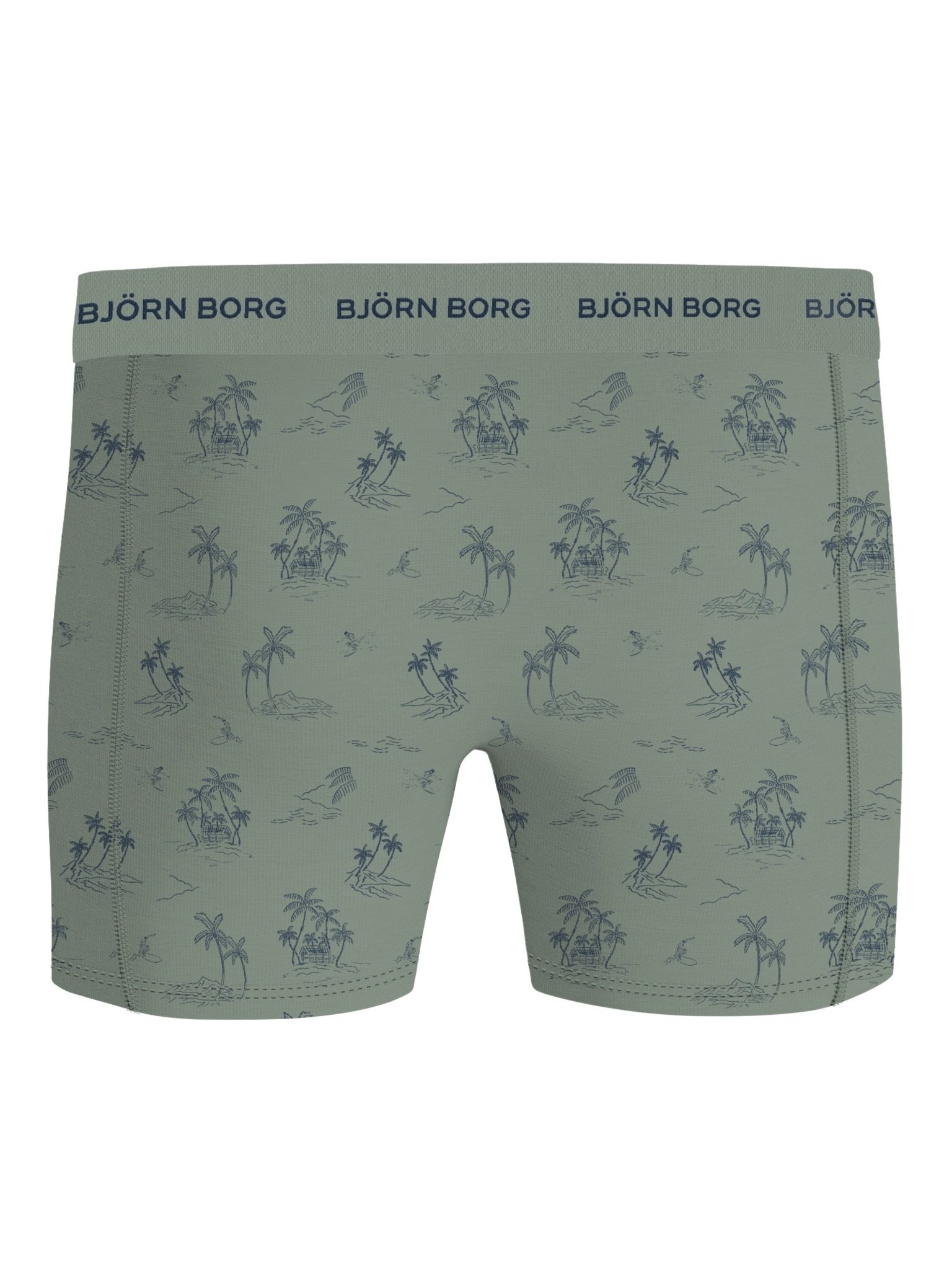 Bjorn Borg Cotton Stretch boxers, heren boxers normale lengte (1-pack), groen en blauw palmbomen dessin