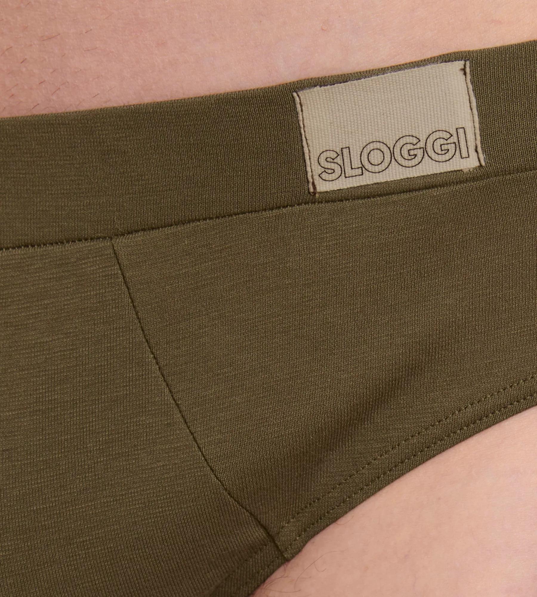 Sloggi Men GO Natural Brief, heren slip met smalle zijkanten (2-pack), bruin en olijfgroen