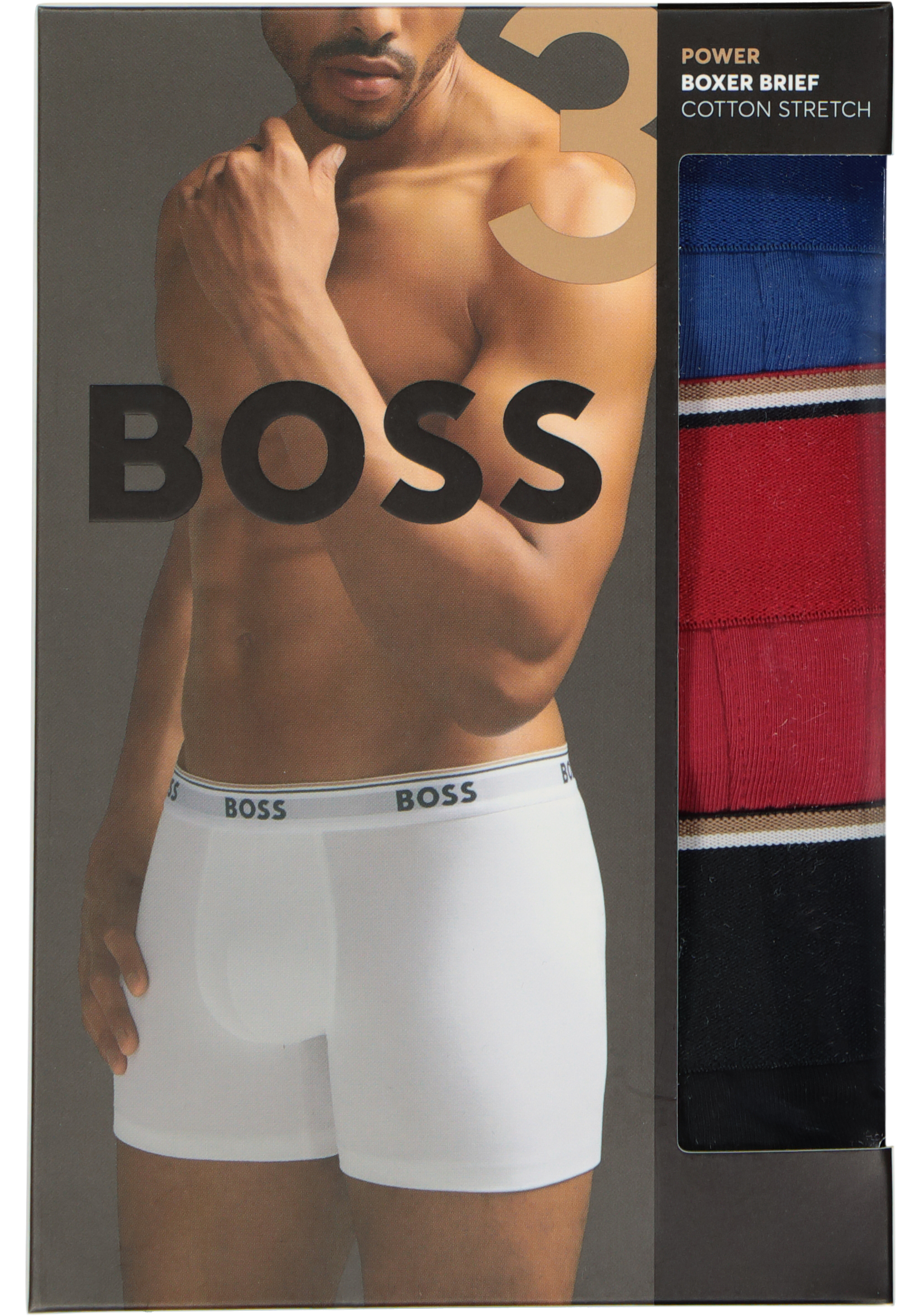 HUGO BOSS Power boxer briefs (3-pack), heren boxers normale lengte, rood, blauw, zwart