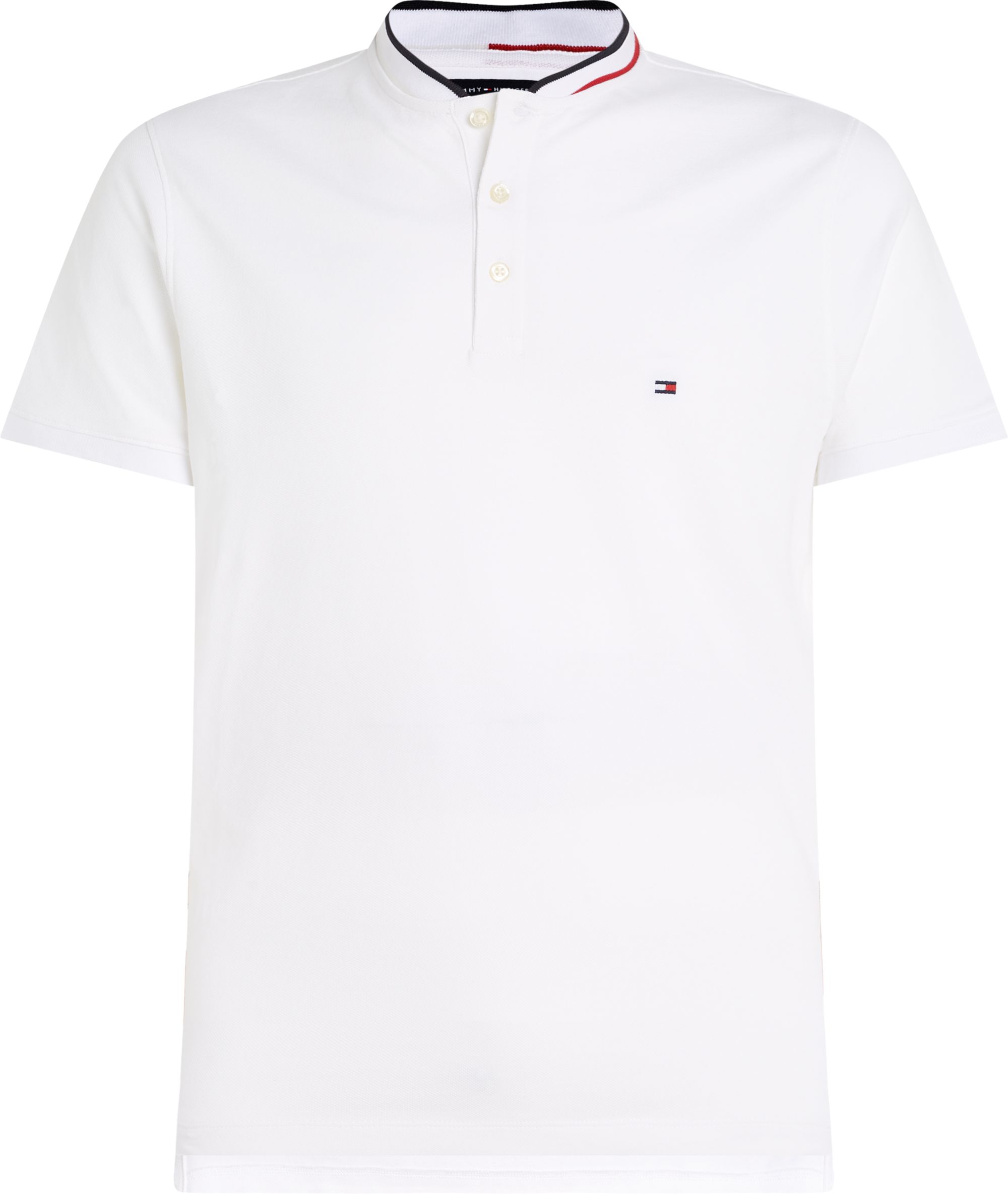 Tommy Hilfiger Mao Rwb Tipped Slim Polo, heren poloshirt, wit