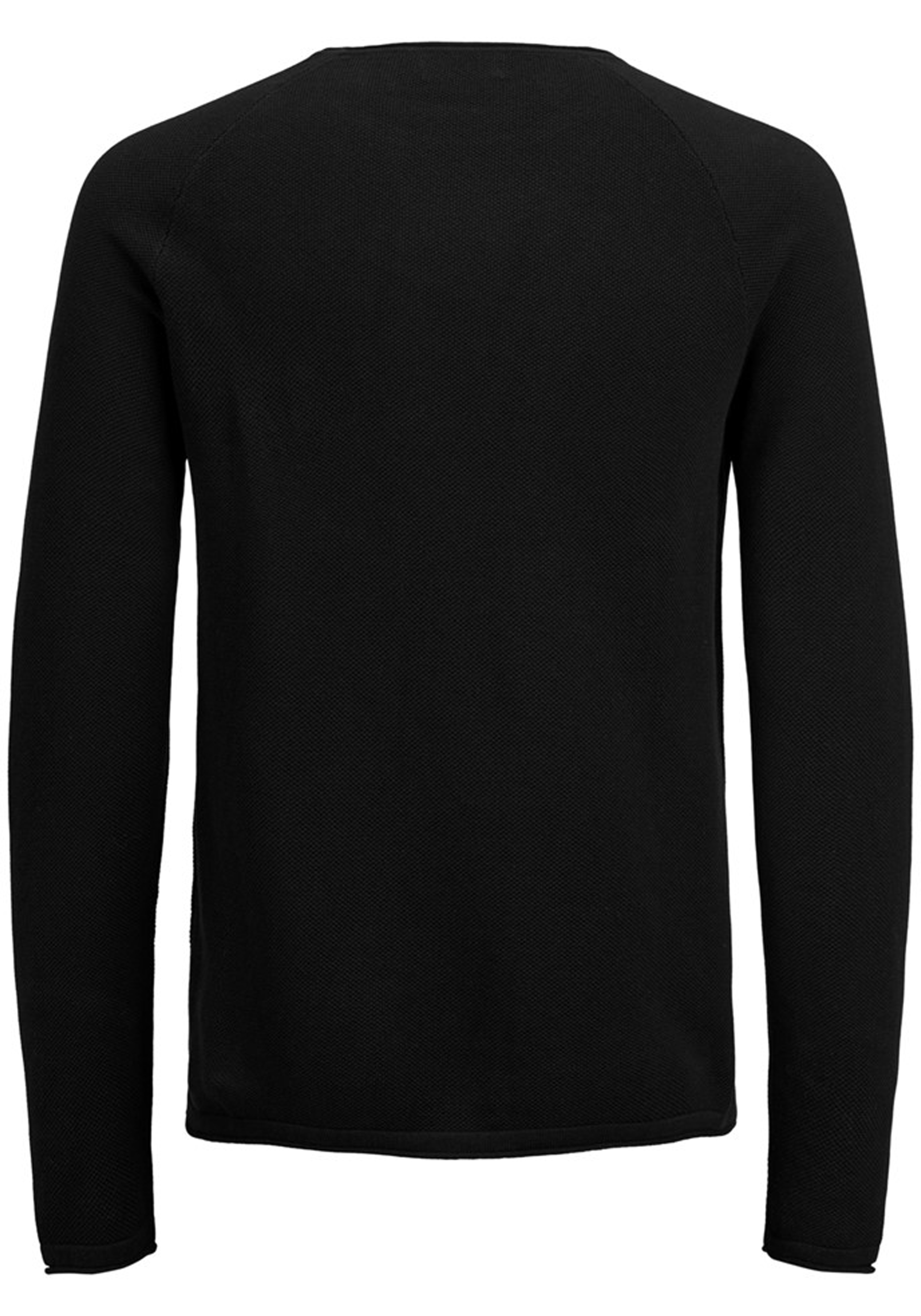 JACK & JONES slim fit trui katoen, O-hals, zwart