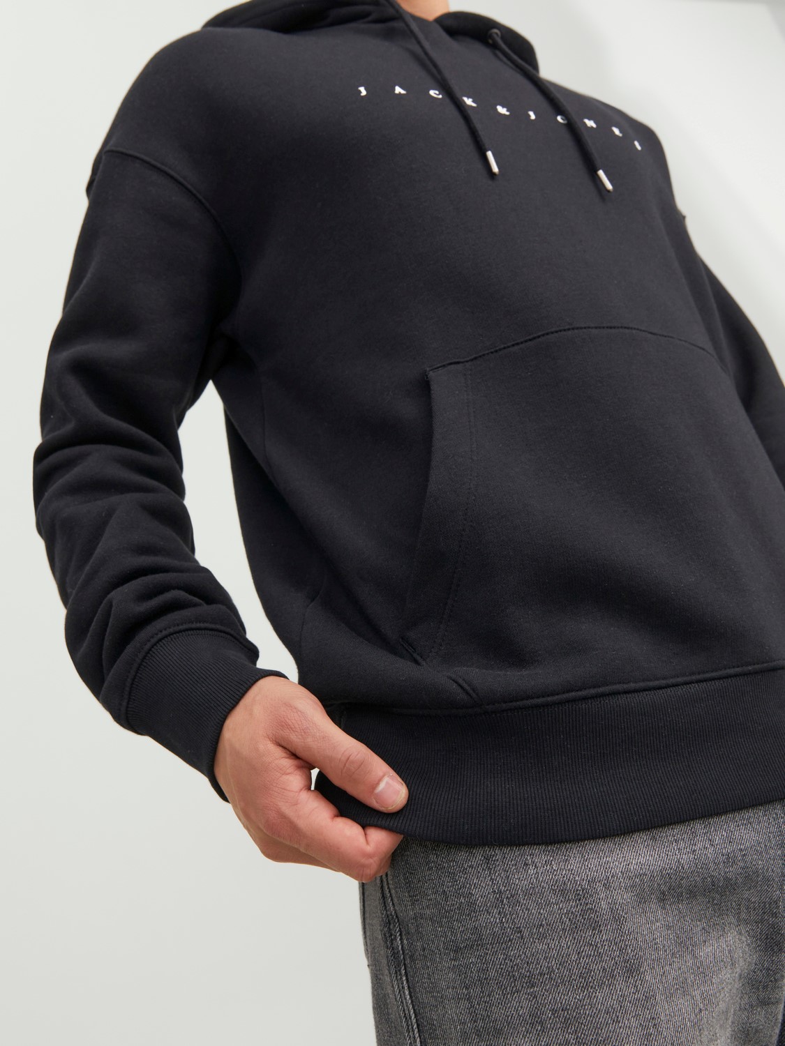 JACK & JONES Star jj sweat hood regular fit, heren hoodie katoenmengsel met capuchon, zwart