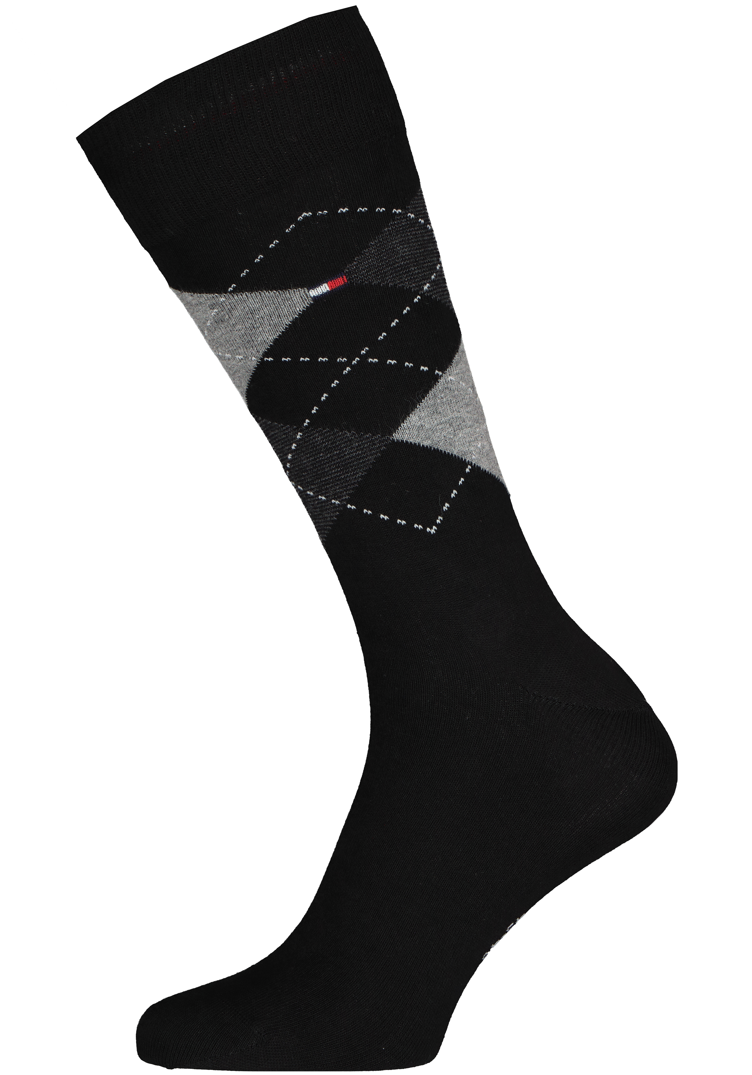 Tommy Hilfiger Check Socks (2-pack), herensokken katoen, geruit en uni, zwart