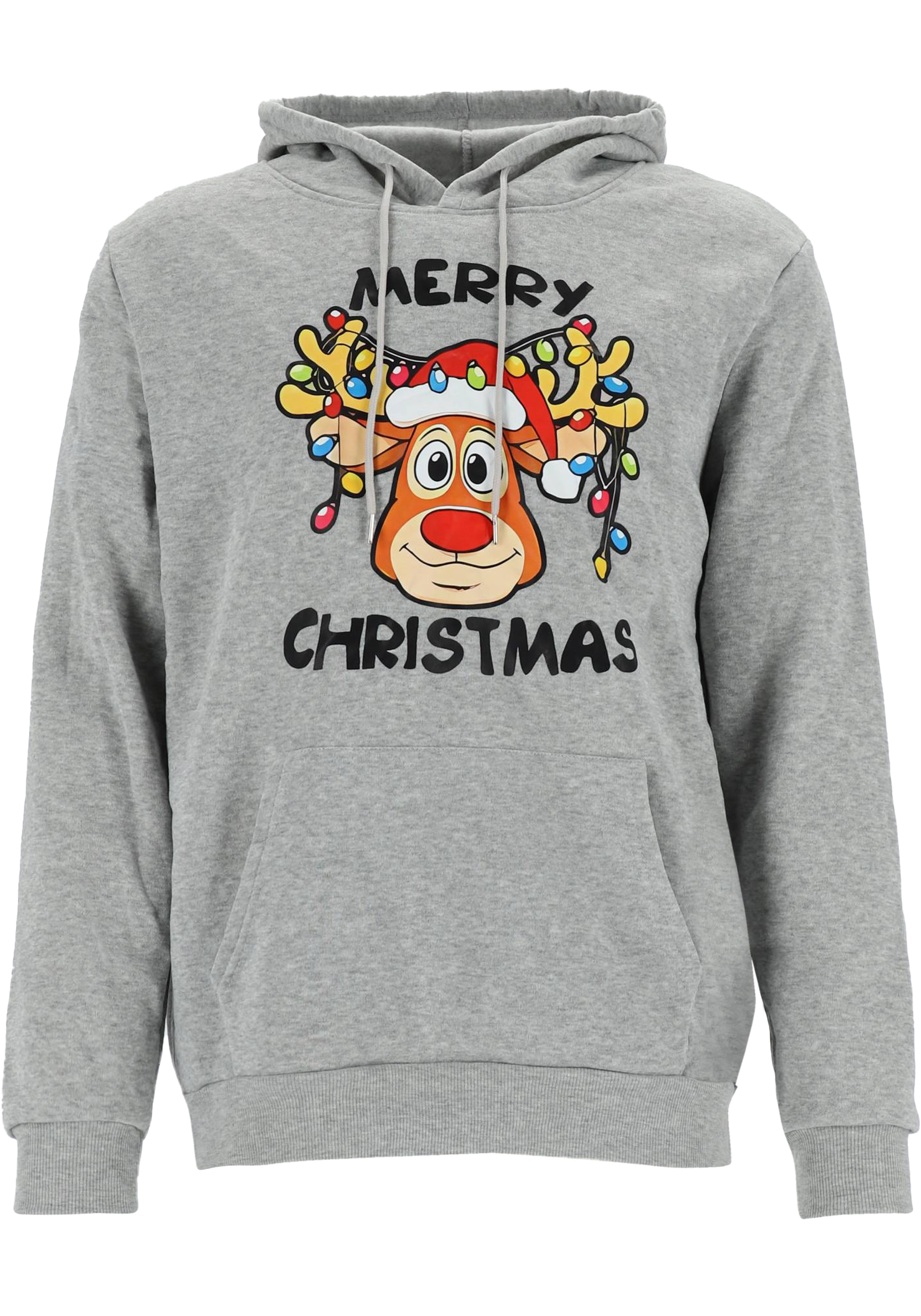 Kersttrui unisex hoodie, sweatshirt met capuchon, grijs