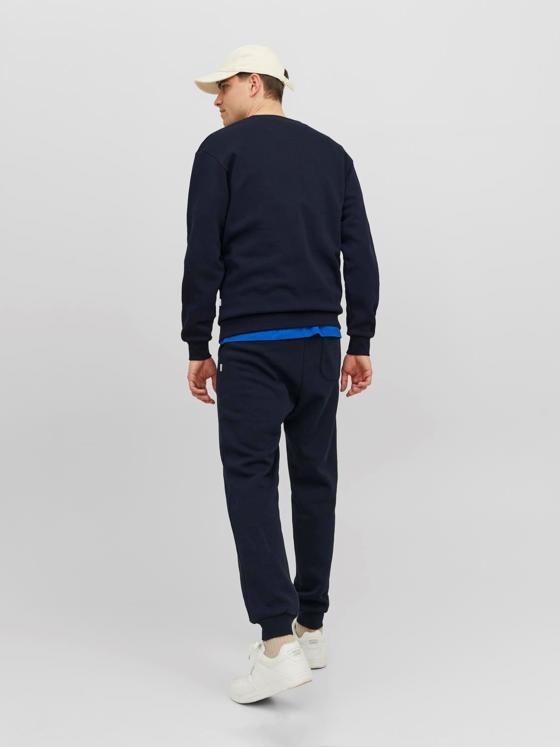 JACK & JONES Bradley sweat crew regular fit, heren sweatshirt katoenmengsel met O-hals, blauw