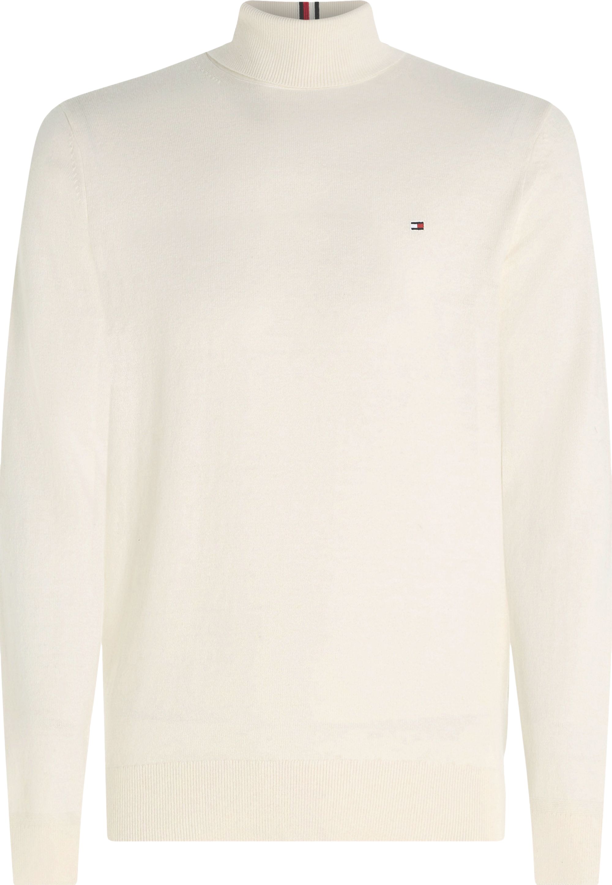 Tommy Hilfiger heren coltrui katoen, Pima Org Ctn Cashmere Roll Neck, wit