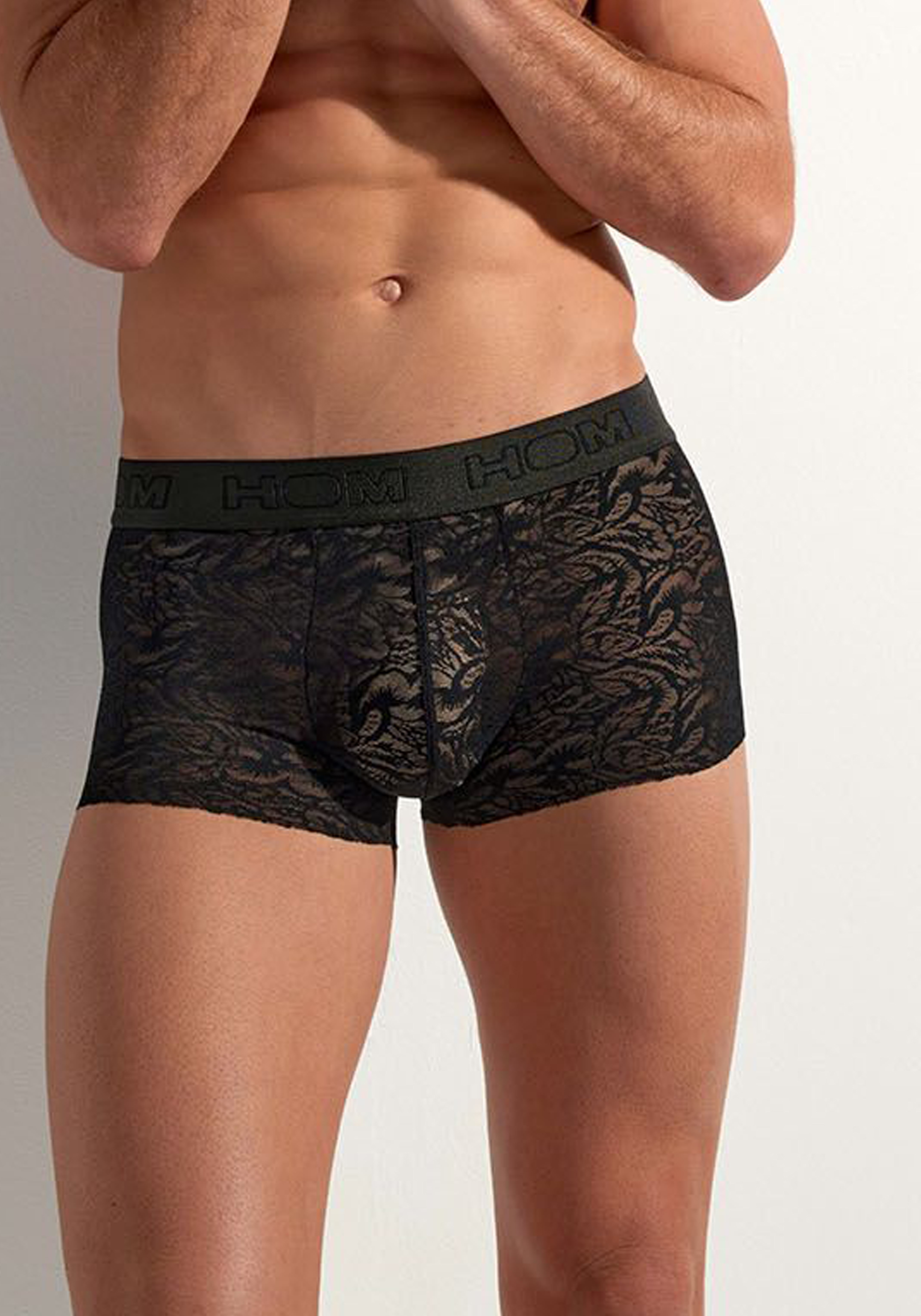 HOM Free cut lace trunk (1-pack), heren boxer, zwart