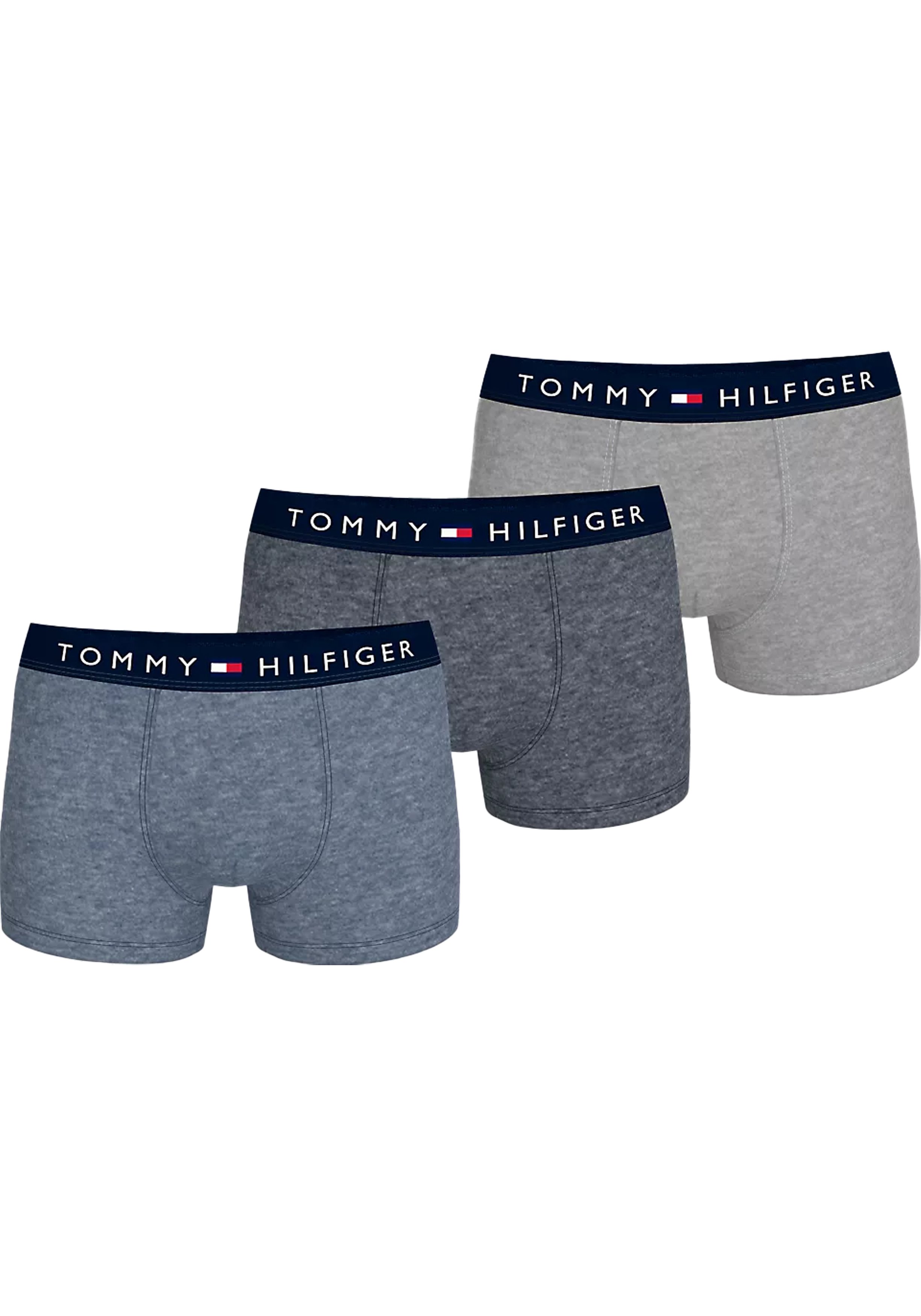 Tommy Hilfiger trunk (3-pack), heren boxers normale lengte, blauw en grijs melange