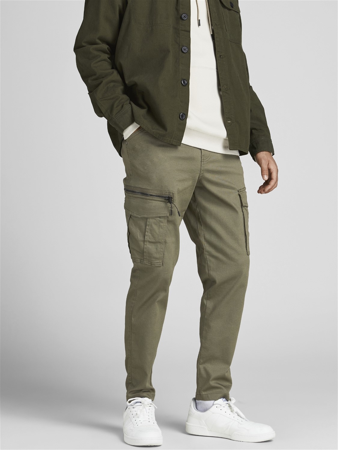 JACK & JONES Ace Dex Tapered Dusty loose fit, heren cargo broek, olijfgroen