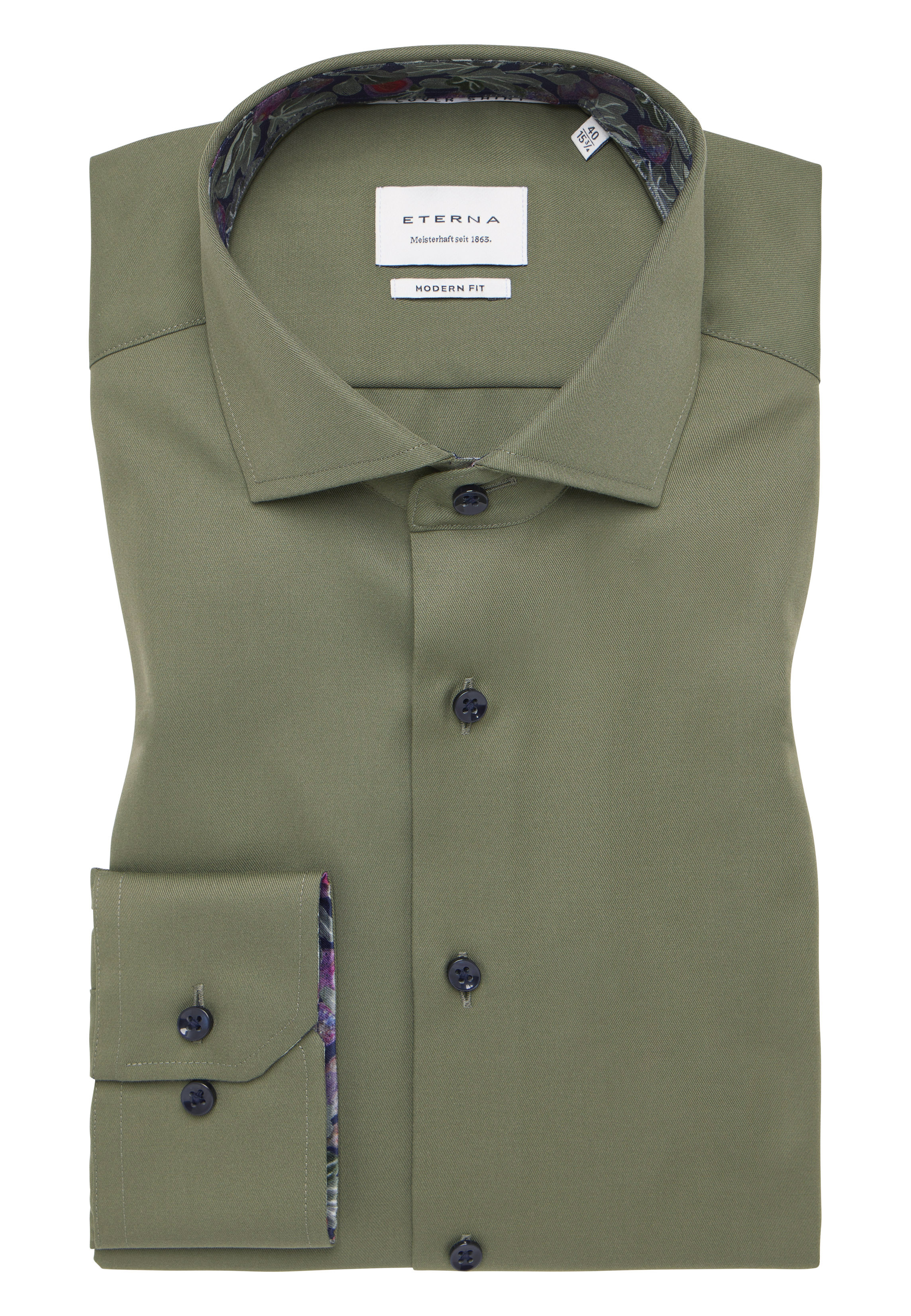 ETERNA modern fit overhemd, twill, groen (contrast)