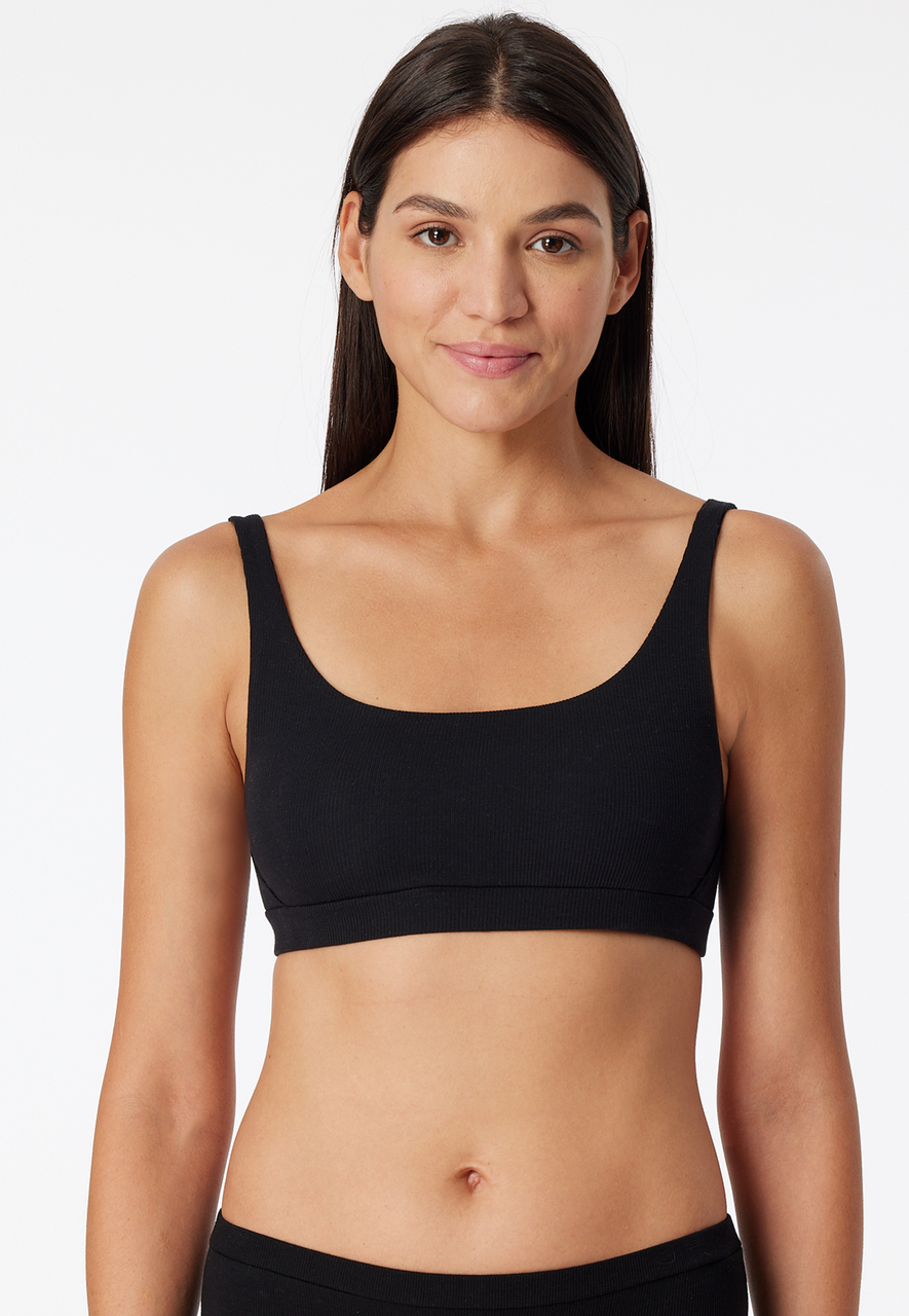 SCHIESSER Pure Rib bralette (1-pack), dames bustier dubbelrib biologisch katoen zwart