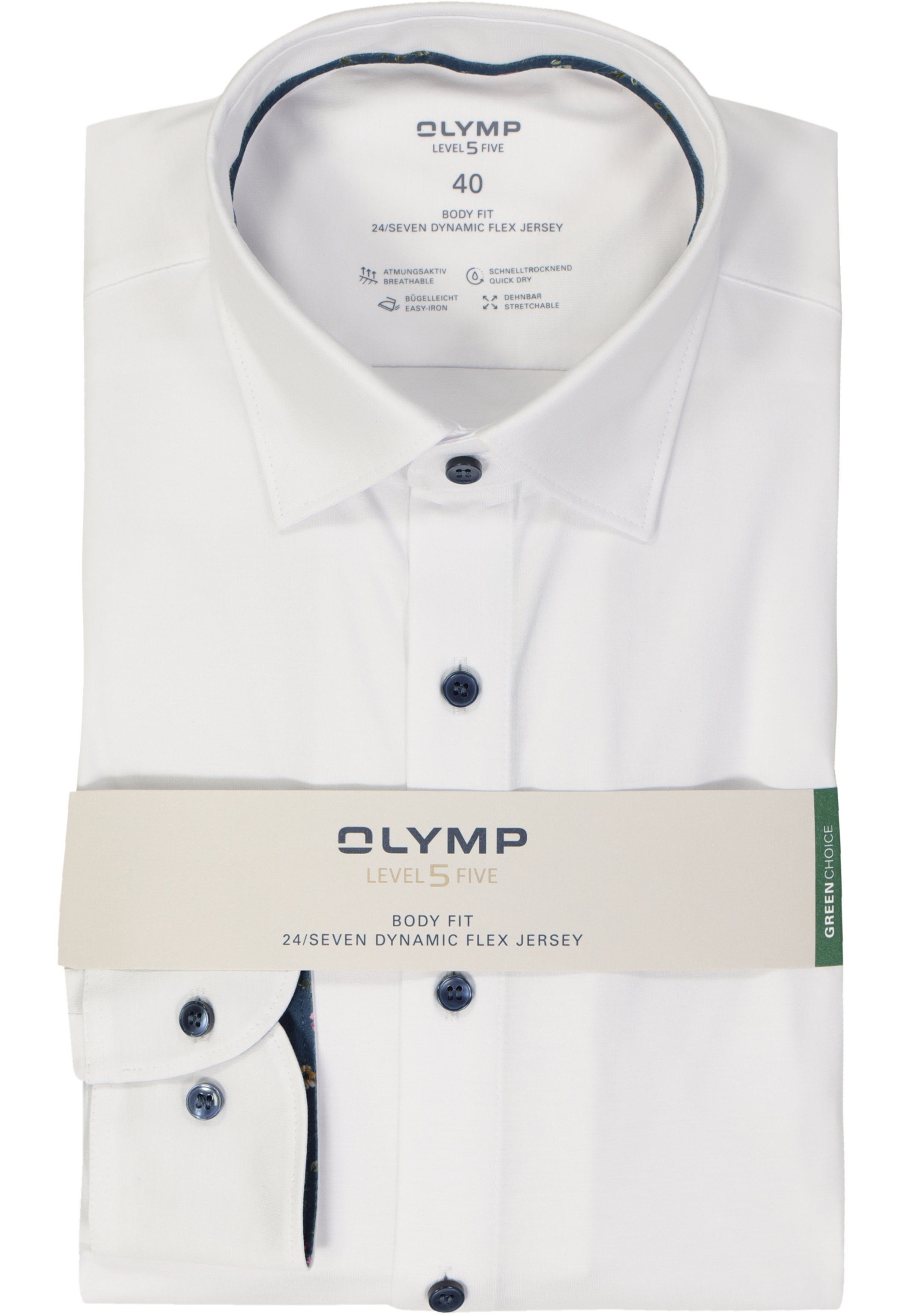 OLYMP 24/7 Level 5 body fit overhemd, tricot, wit