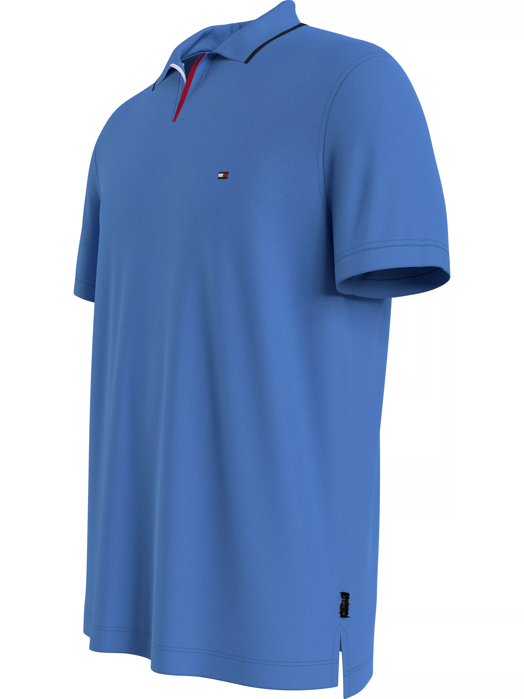 Tommy Hilfiger regular fit heren polo, rwb tipped V-collar, middenblauw