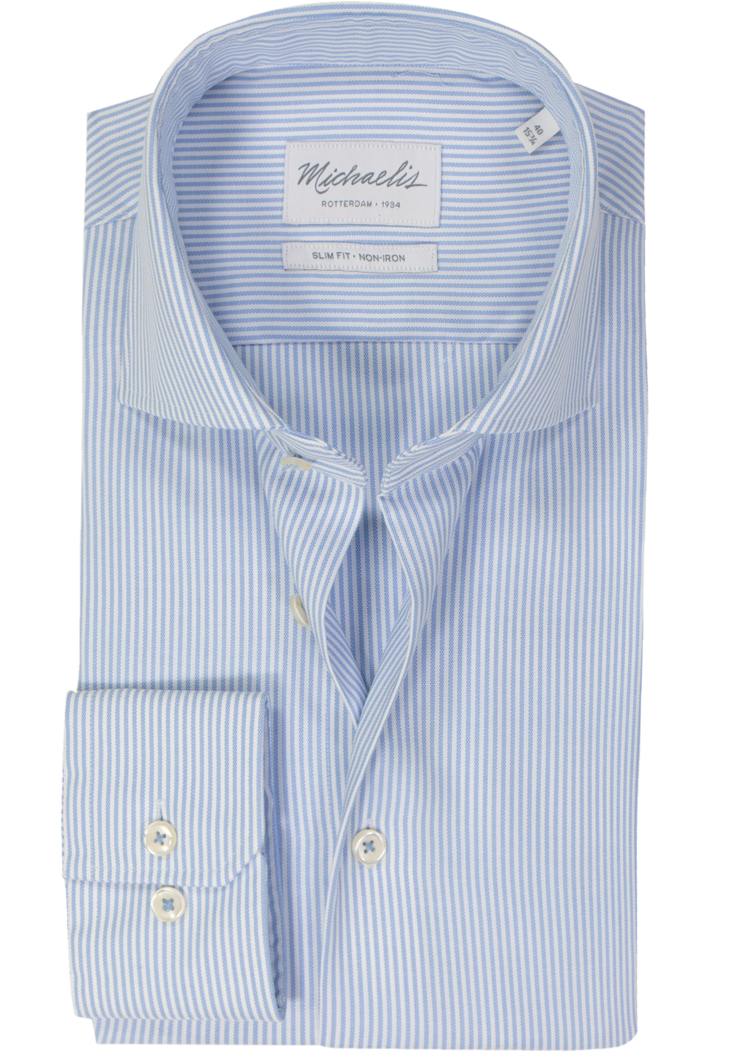 Michaelis slim fit heren overhemd, Oxford, blauw gestreept