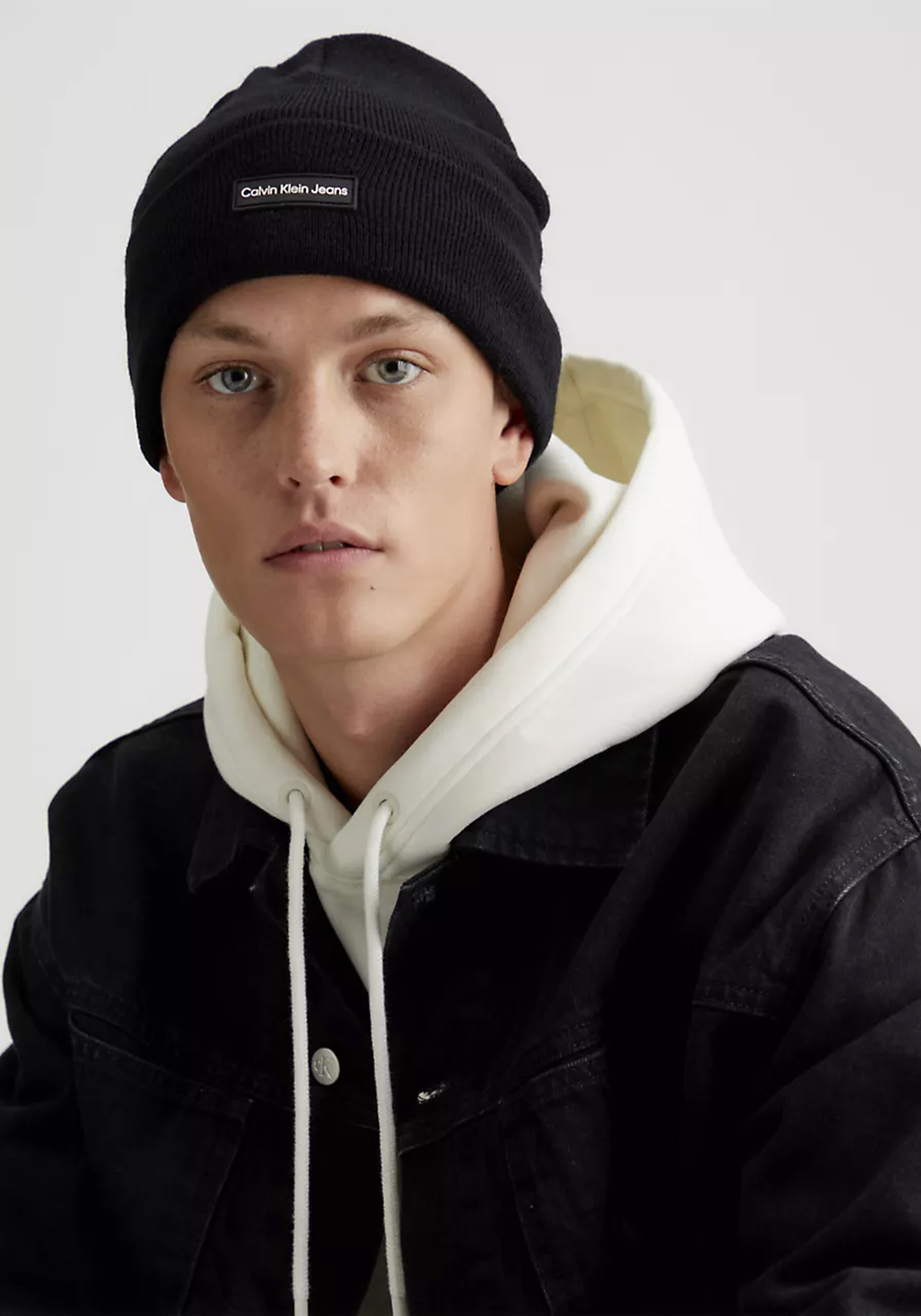 Calvin Klein muts, patch beanie, zwart