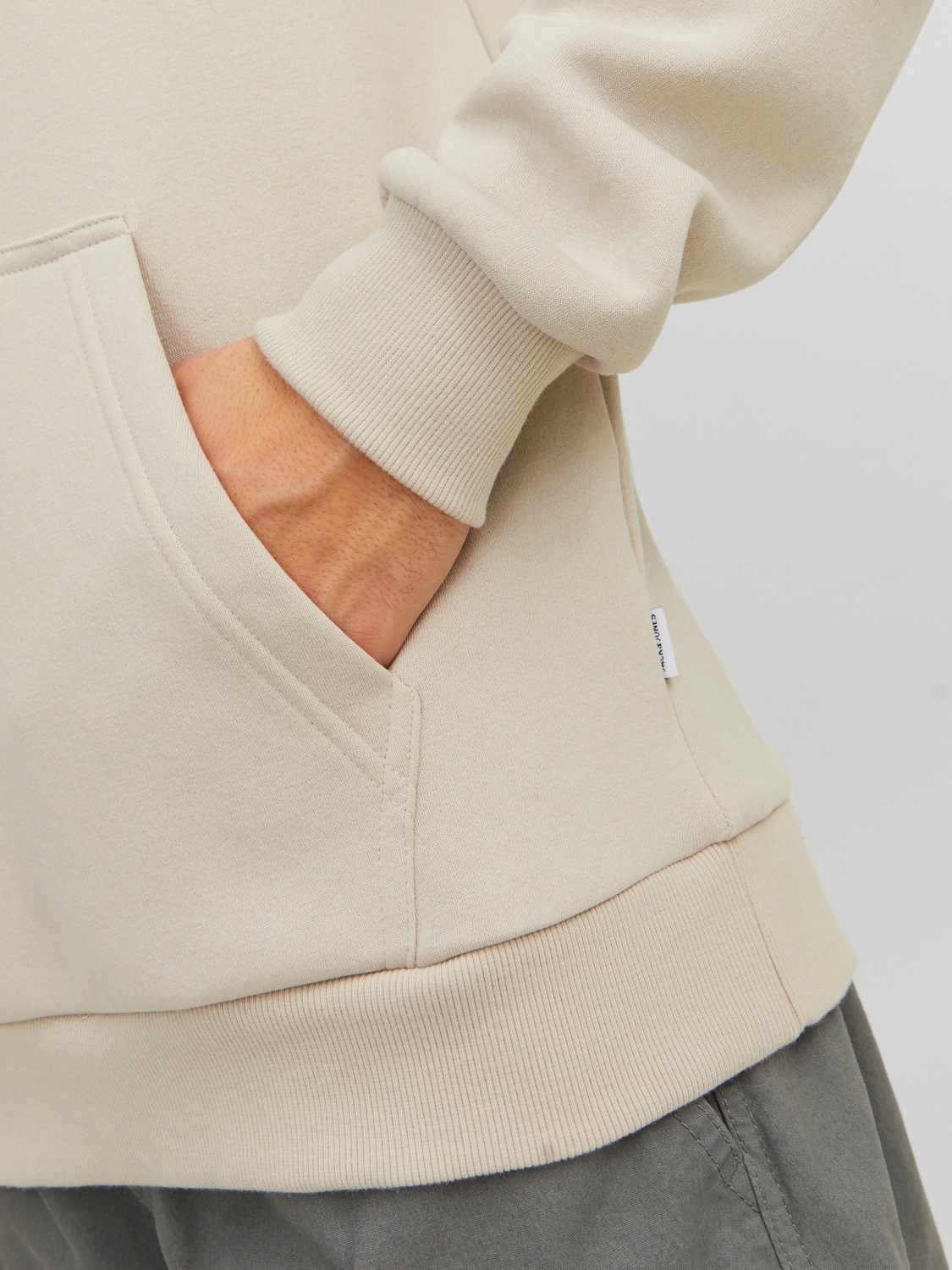 JACK & JONES Bradley sweat hood regular fit, heren hoodie katoenmengsel met capuchon, beige