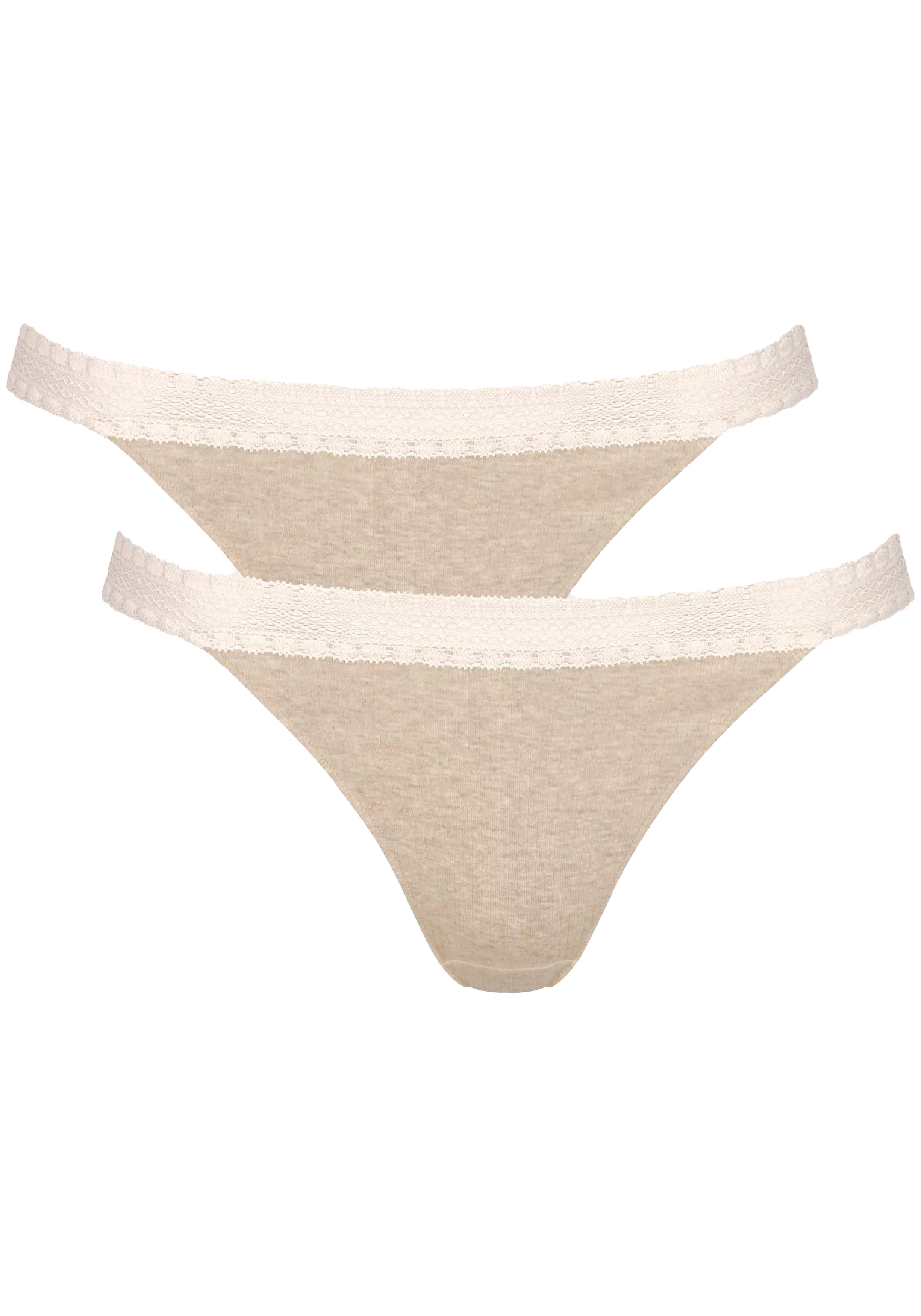 Sloggi Women GO Ribbed R Tanga (2-pack), dames slip, beige melange