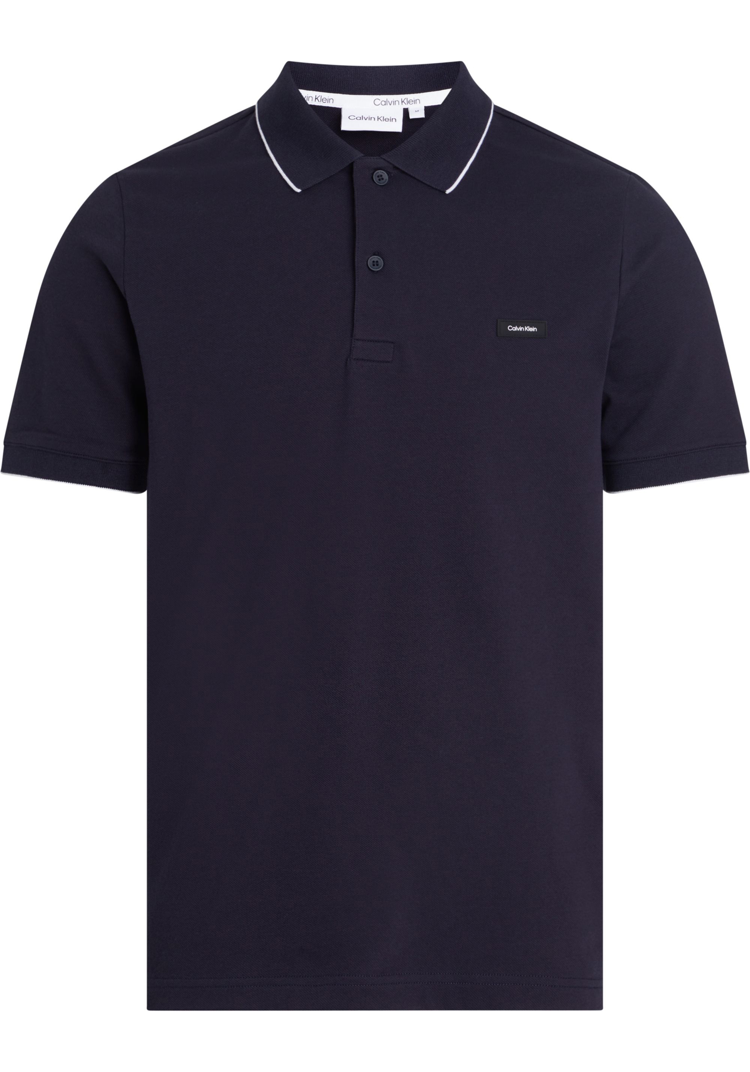 Calvin Klein Stretch Pique Tipping Slim Polo, heren poloshirt, donkerblauw