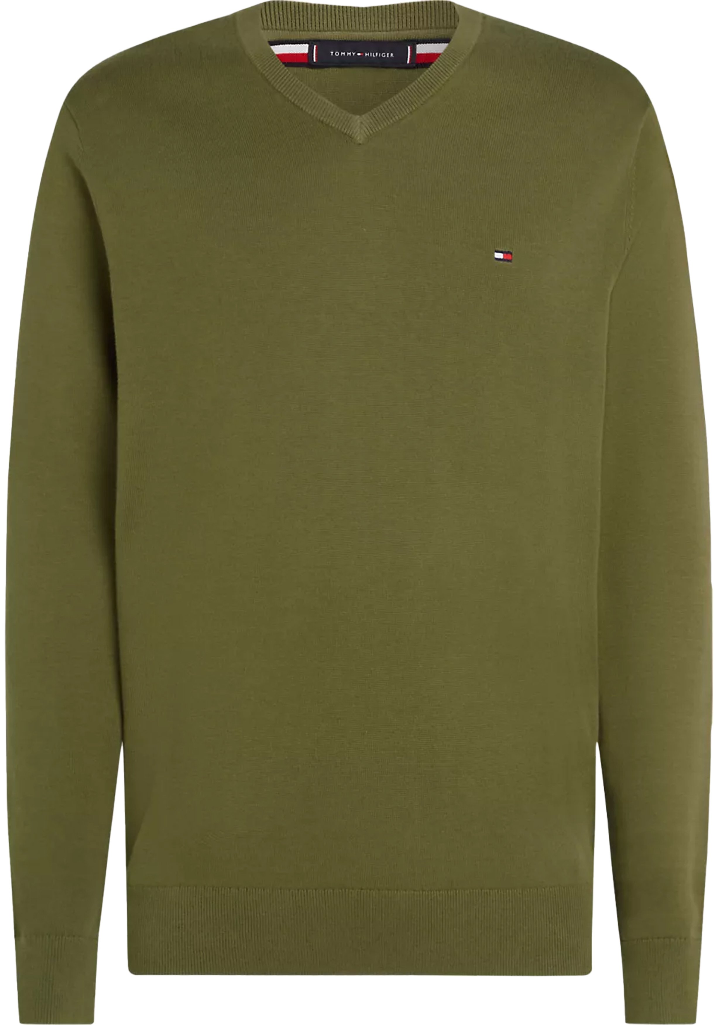 Tommy Hilfiger heren pullover katoen, olijfgroen