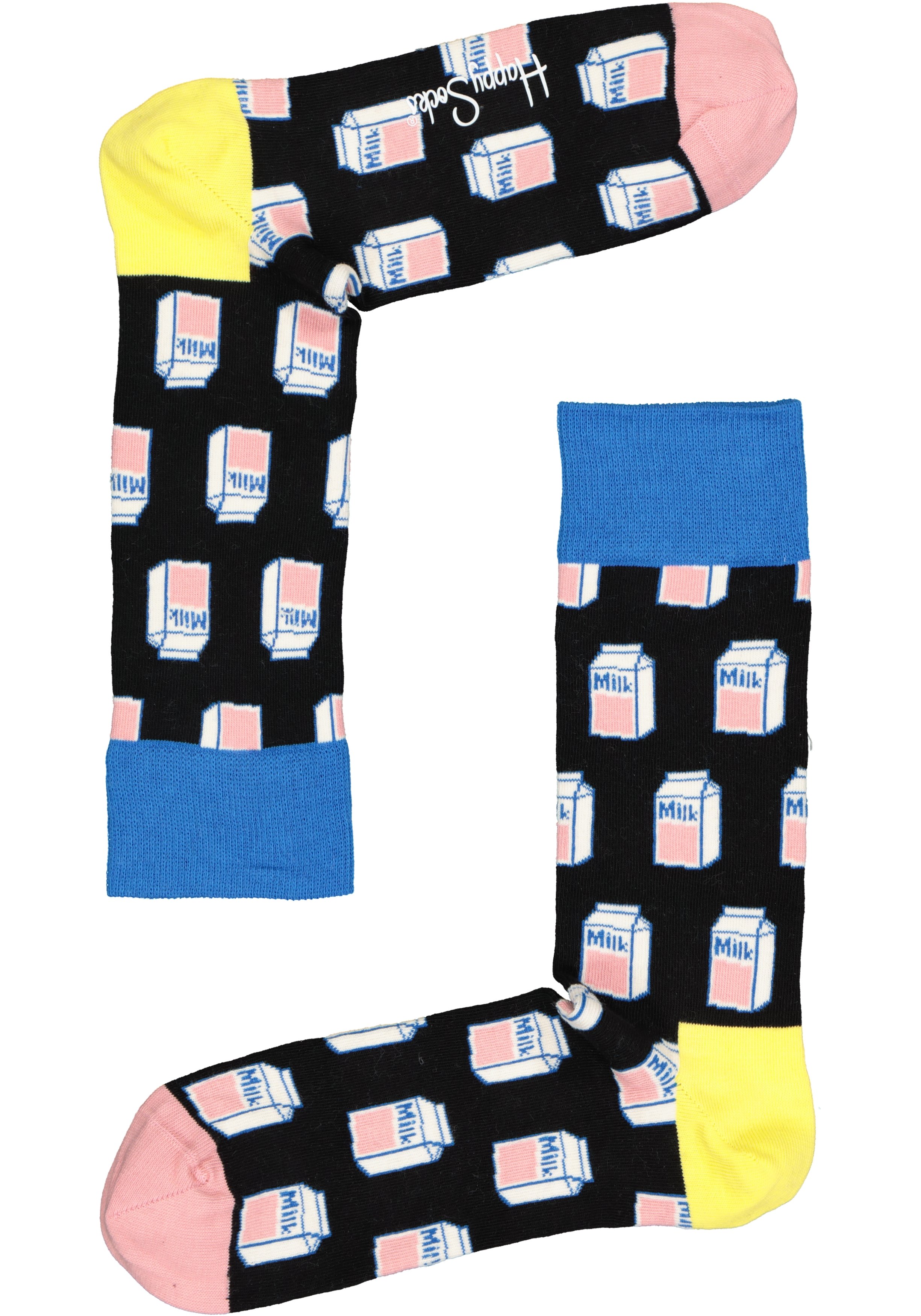 Happy Socks Milk Sock, zwart met melk