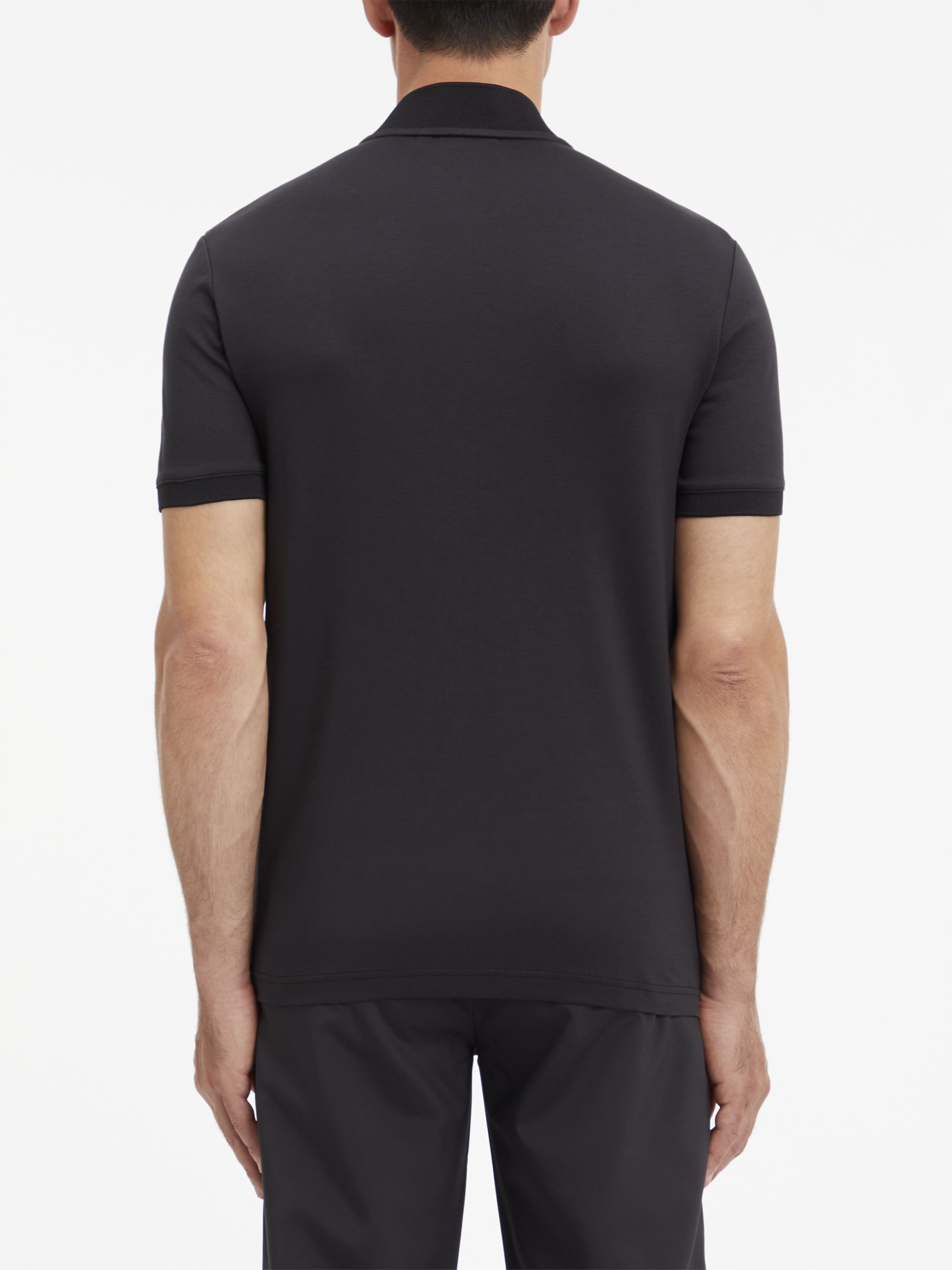 Calvin Klein Smooth Cotton stand collar Slim Polo, heren poloshirt, zwart