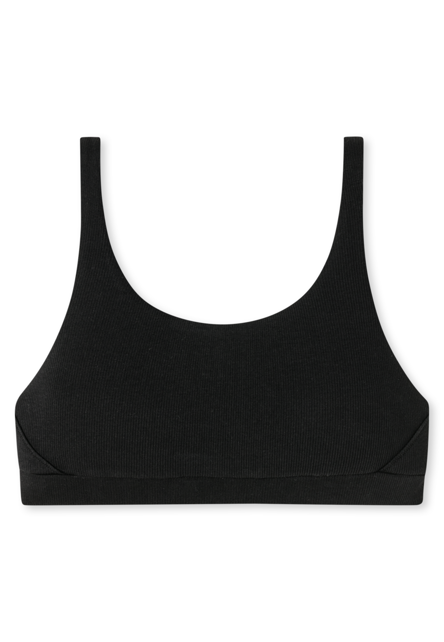 SCHIESSER Pure Rib bralette (1-pack), dames bustier dubbelrib biologisch katoen zwart