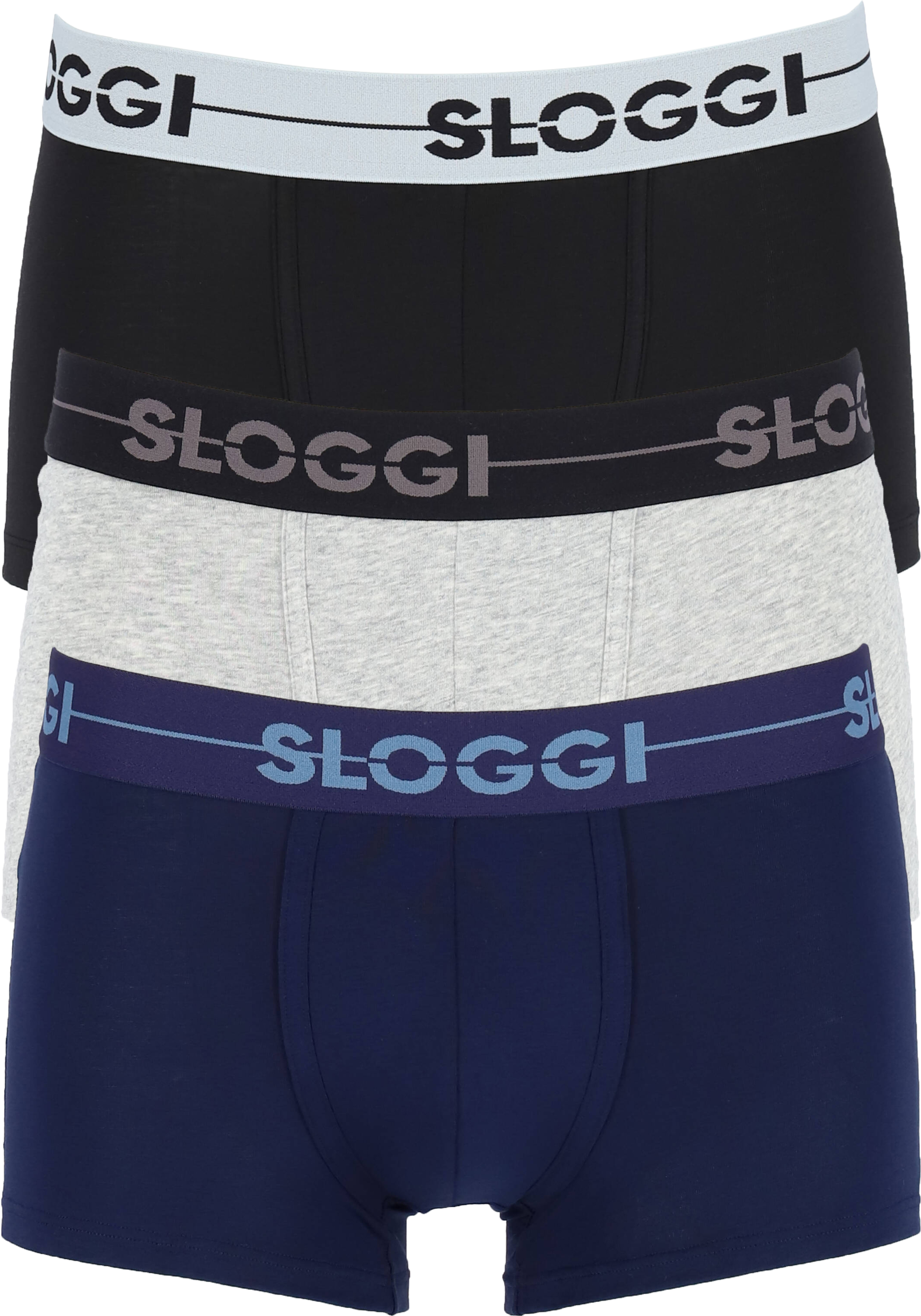 Sloggi Men GO Hipster, heren boxers (3-pack), zwart, blauw, grijs