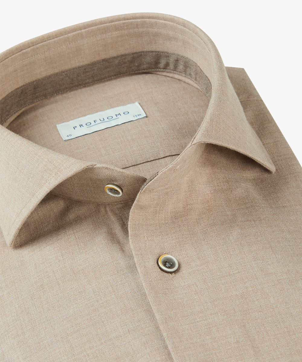 Profuomo slim fit heren overhemd, structuur, beige