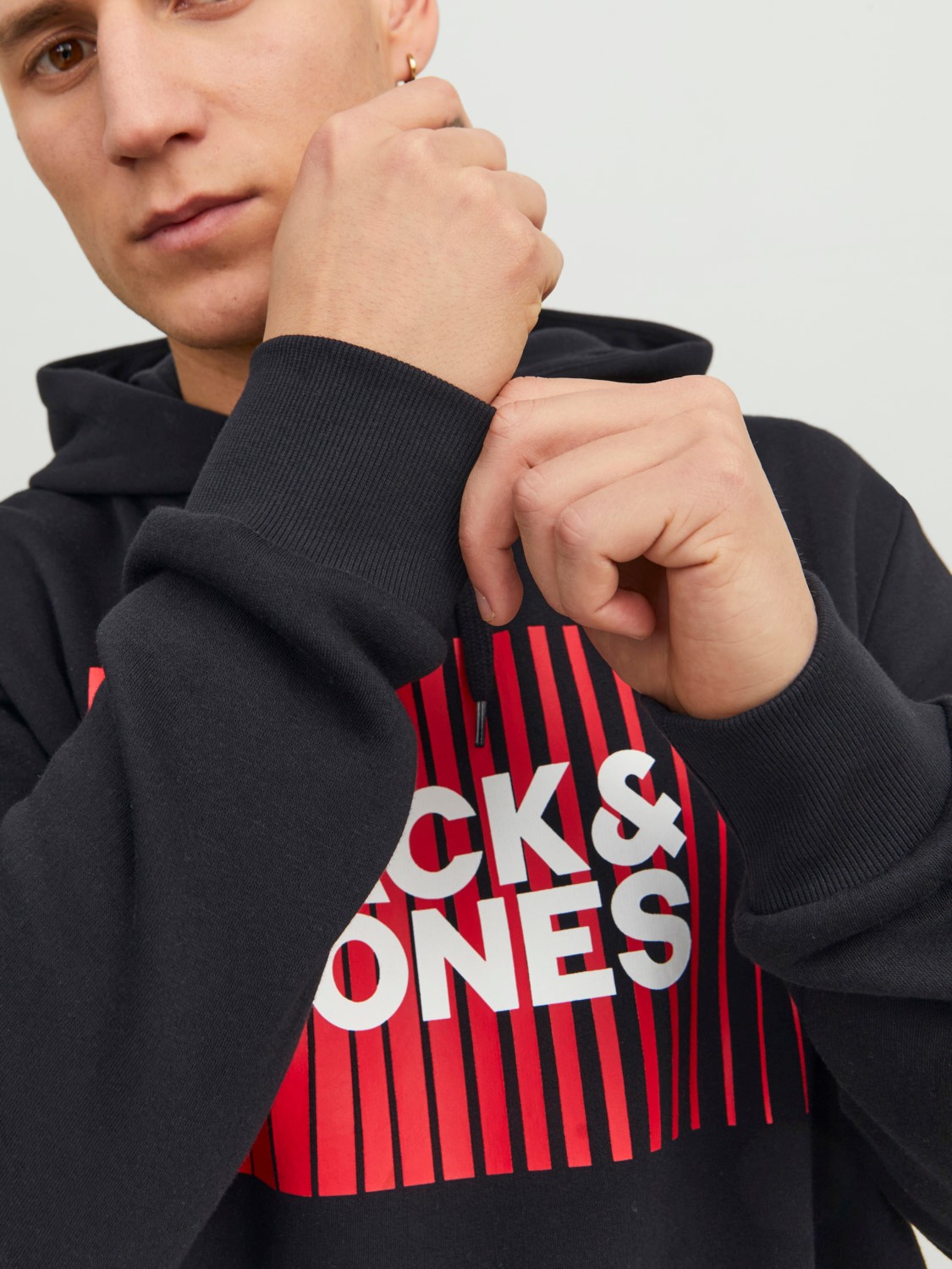 JACK & JONES Corp logo sweat hood play regular fit, heren hoodie katoenmengsel met capuchon, zwart