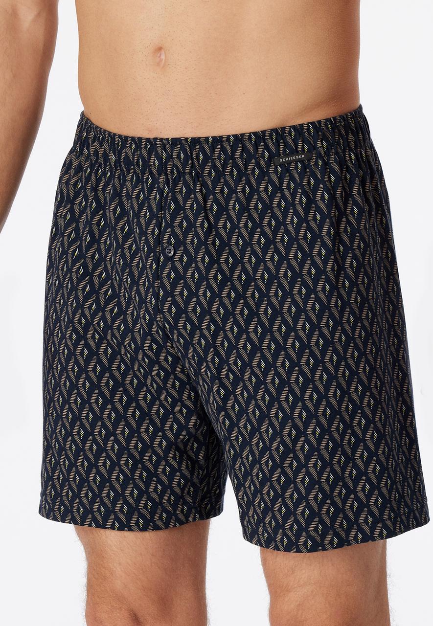 SCHIESSER Fine Interlock boxer (1-pack), heren boxershort bruin-grijs gedessineerd